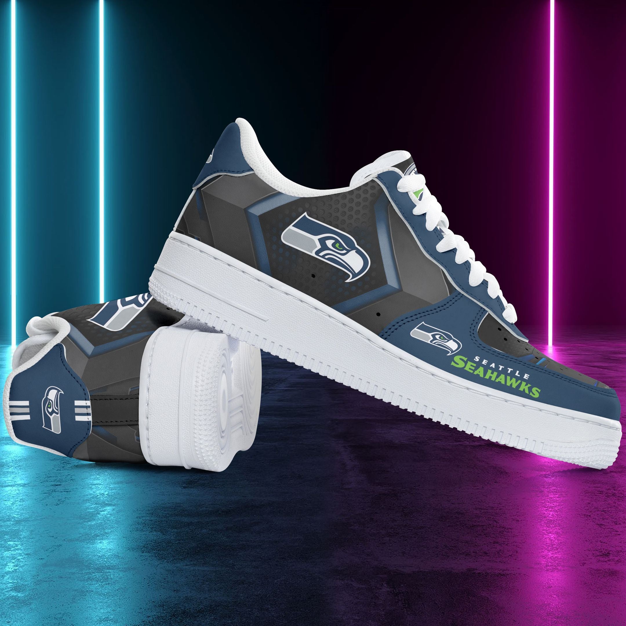 Ideafootwear Seattle Seahawks NFL Air Low-Top Sneakers Shoes For Men And Women