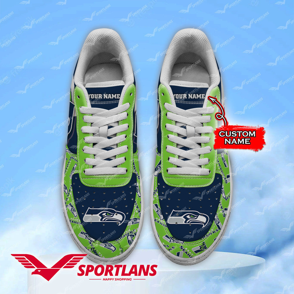Ideafootwear Seattle Seahawks NFL Air Low-Top Sneakers Shoes For Men And Women
