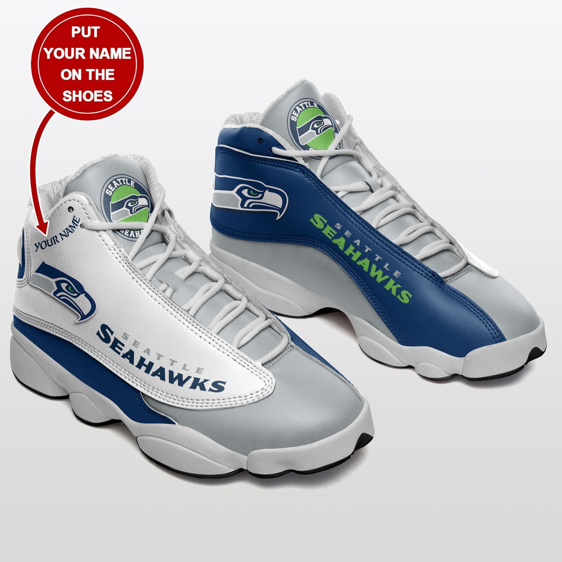 Ideafootwear Seattle Seahawks NFL AJ13 Sneakers Shoes For Men And Women