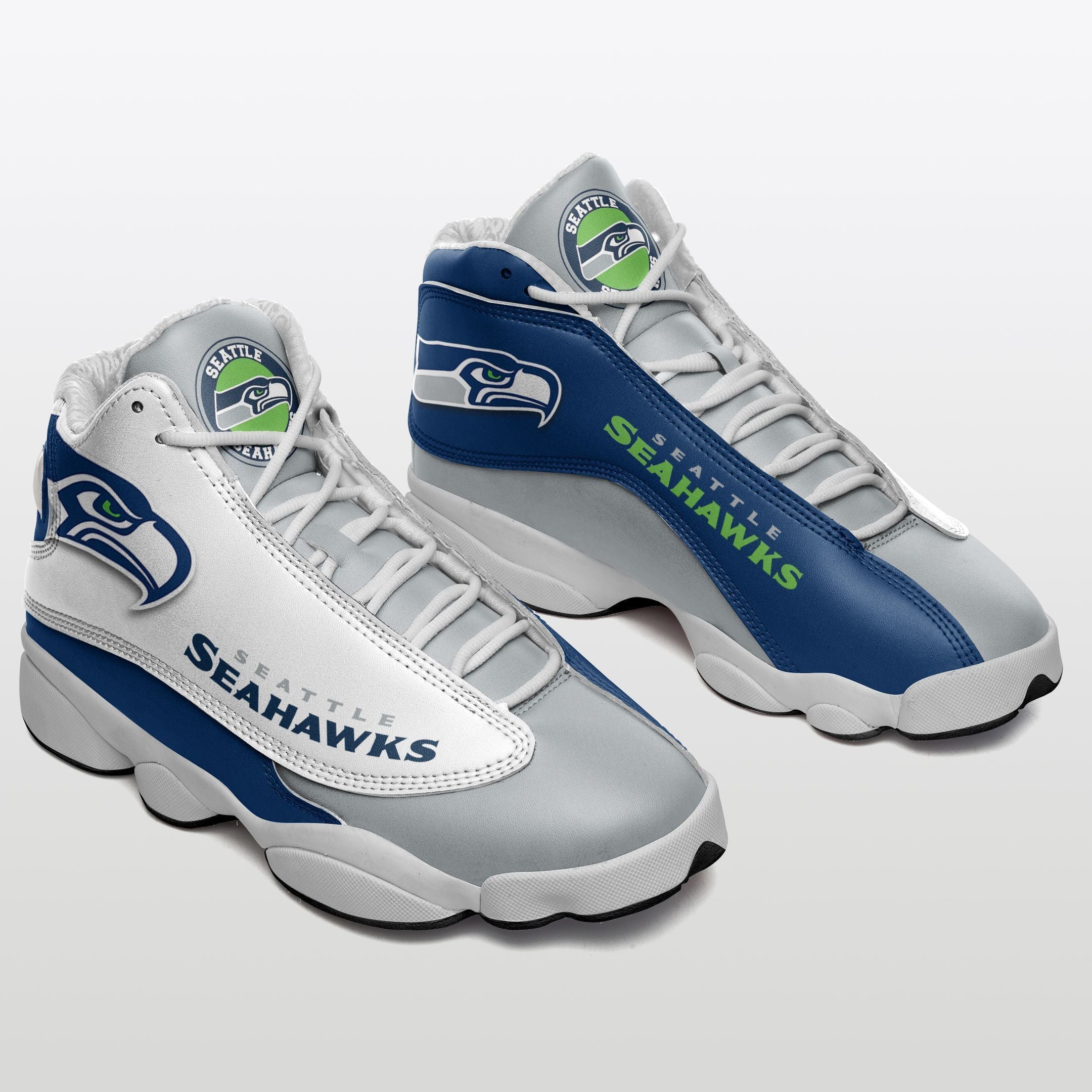 Ideafootwear Seattle Seahawks NFL AJ13 Sneakers Shoes For Men And Women