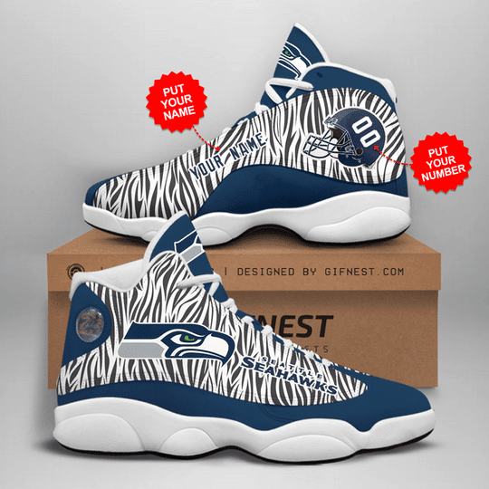 Ideafootwear Seattle Seahawks NFL AJ13 Sneakers Shoes For Men And Women