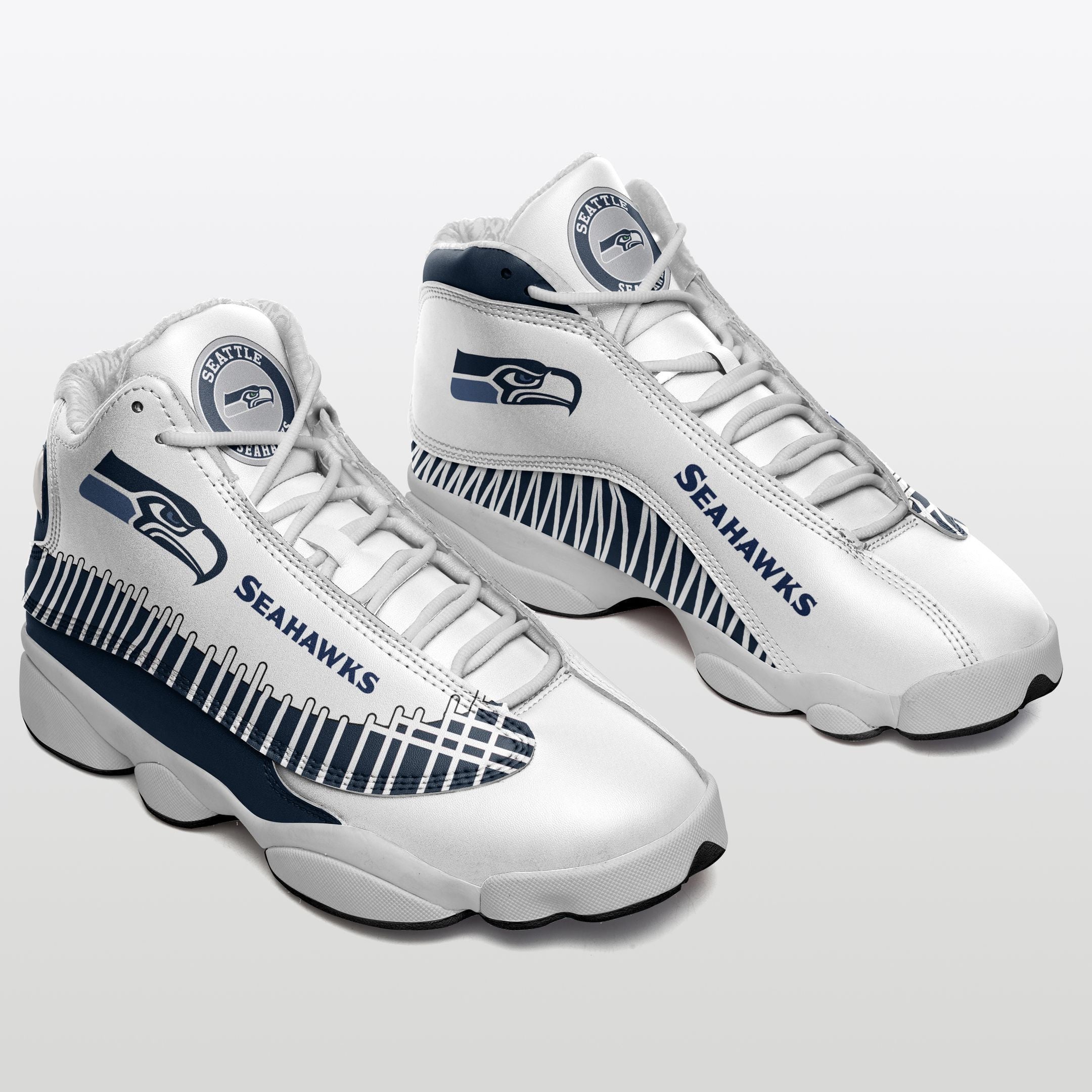 Ideafootwear Seattle Seahawks NFL AJ13 Sneakers Shoes For Men And Women
