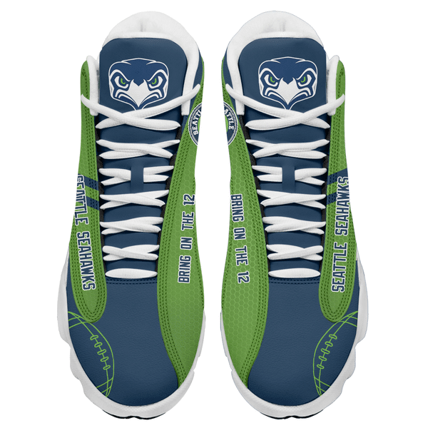 Ideafootwear Seattle Seahawks NFL AJ13 Sneakers Shoes For Men And Women