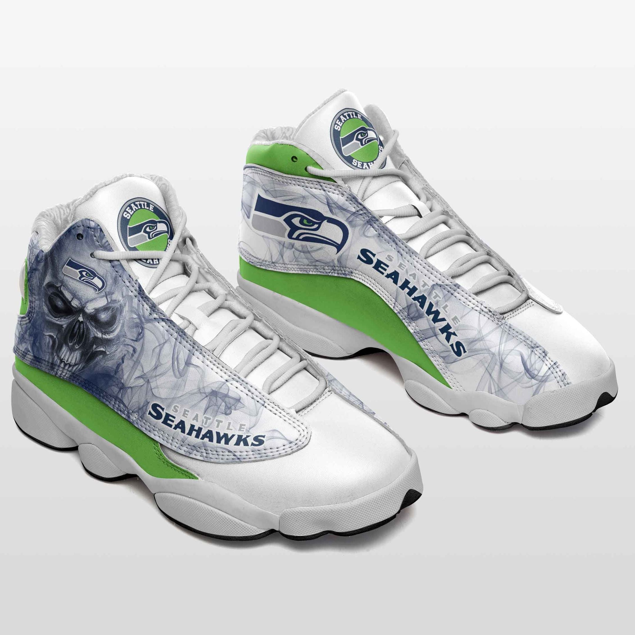 Ideafootwear Seattle Seahawks NFL AJ13 Sneakers Shoes For Men And Women