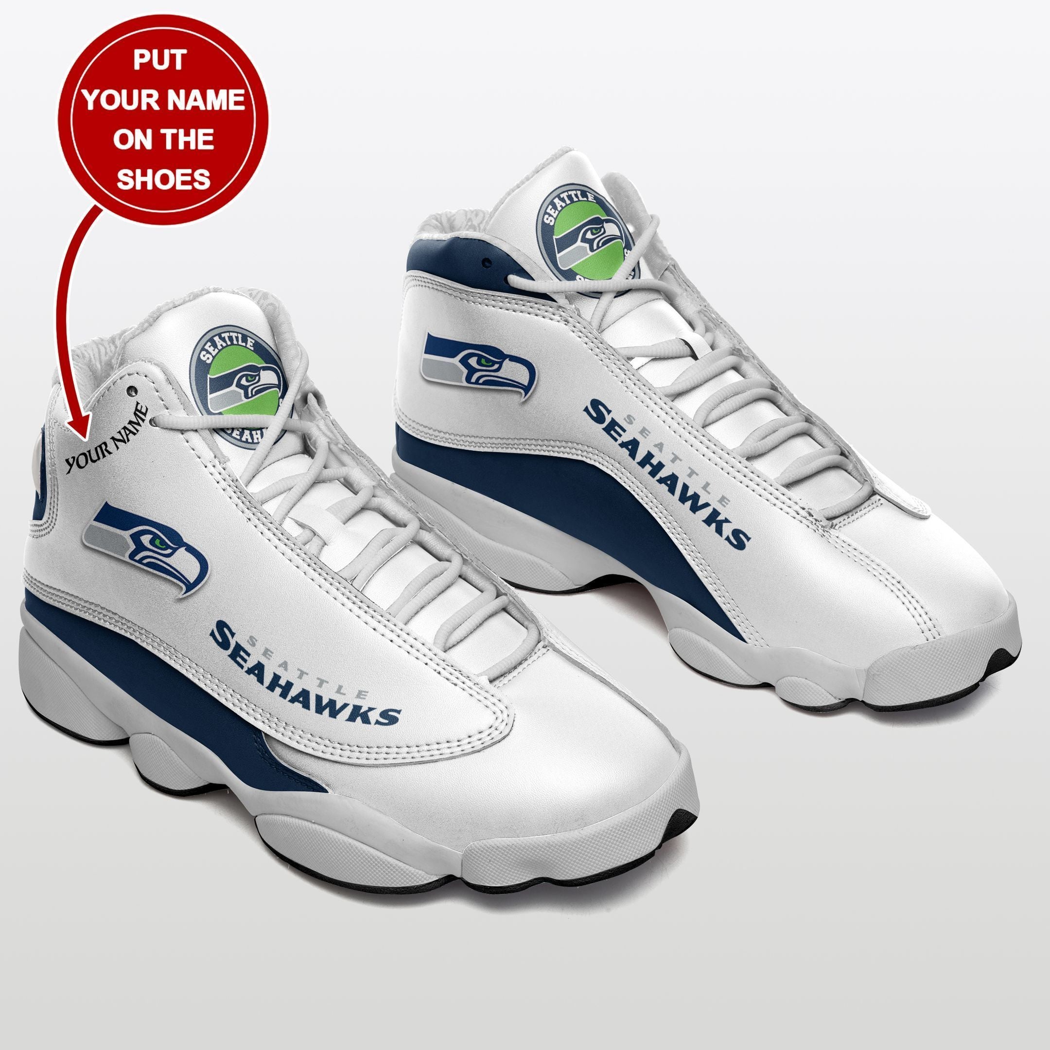 Ideafootwear Seattle Seahawks NFL AJ13 Sneakers Shoes For Men And Women