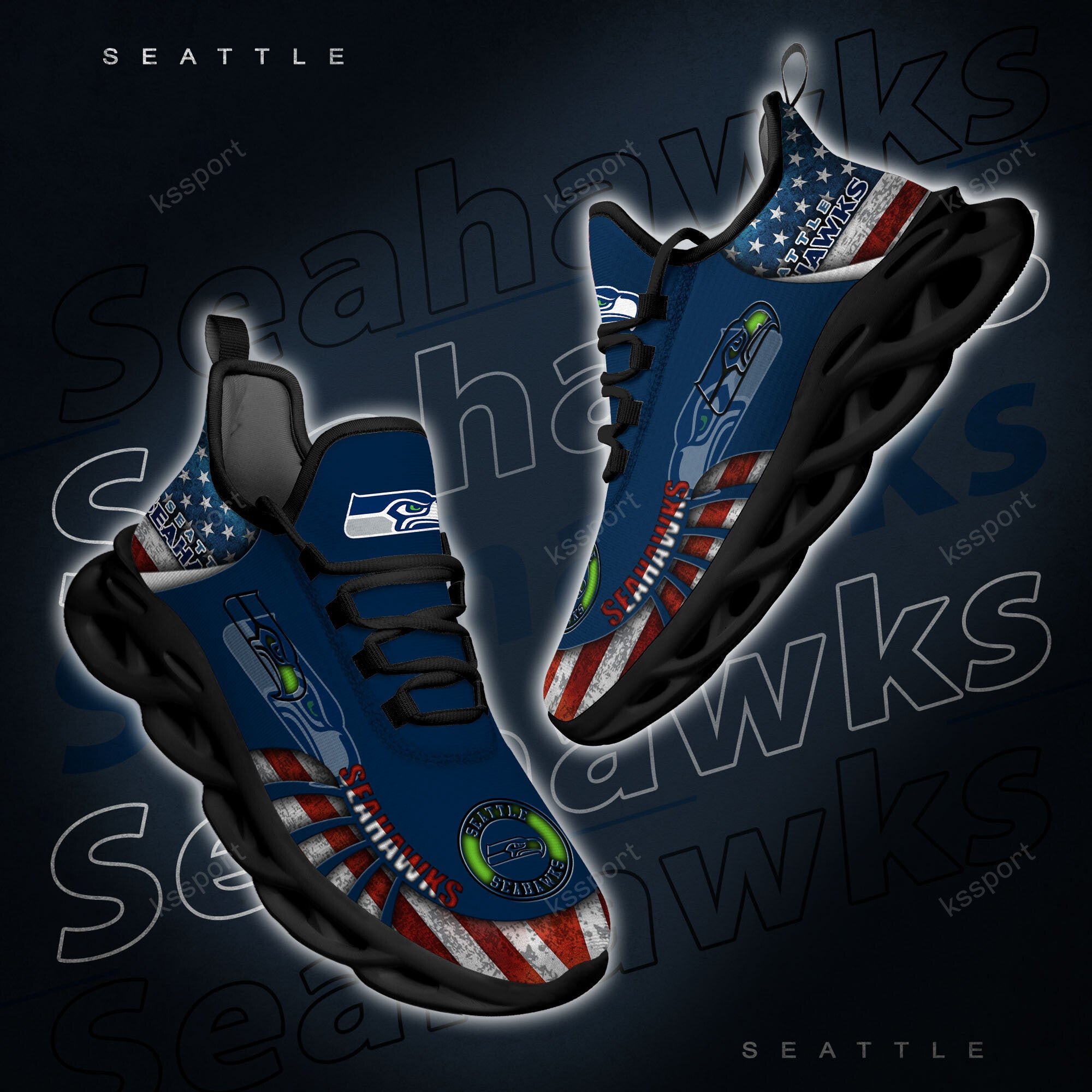 Ideafootwear Seattle Seahawks NFL Max Soul Shoes Sneakers For Men And Women