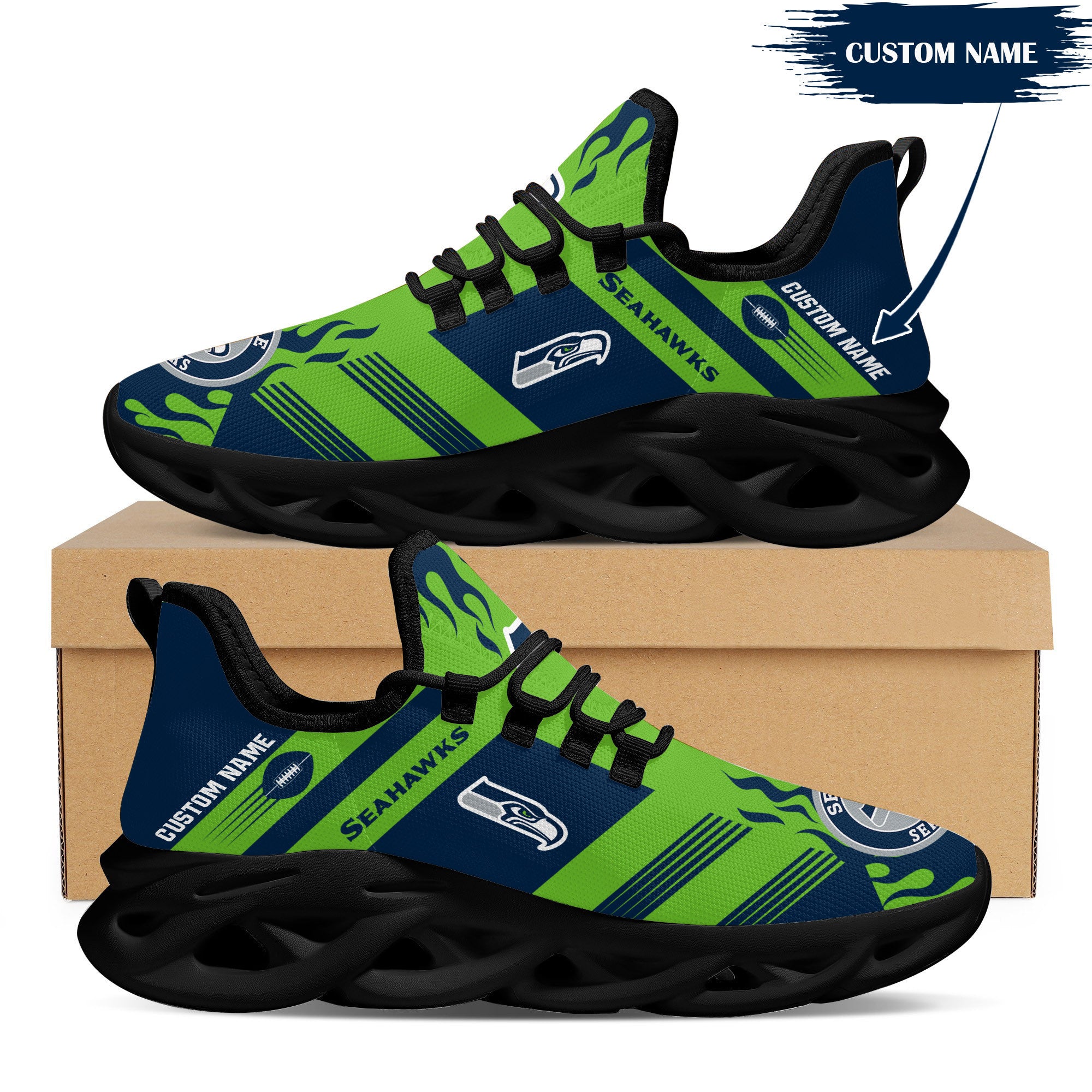 Ideafootwear Seattle Seahawks NFL Max Soul Shoes Sneakers For Men And Women