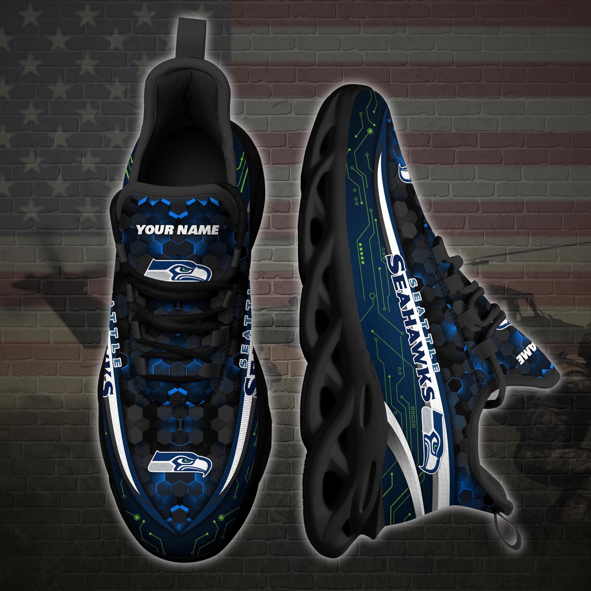 Ideafootwear Seattle Seahawks NFL Max Soul Shoes Sneakers For Men And Women