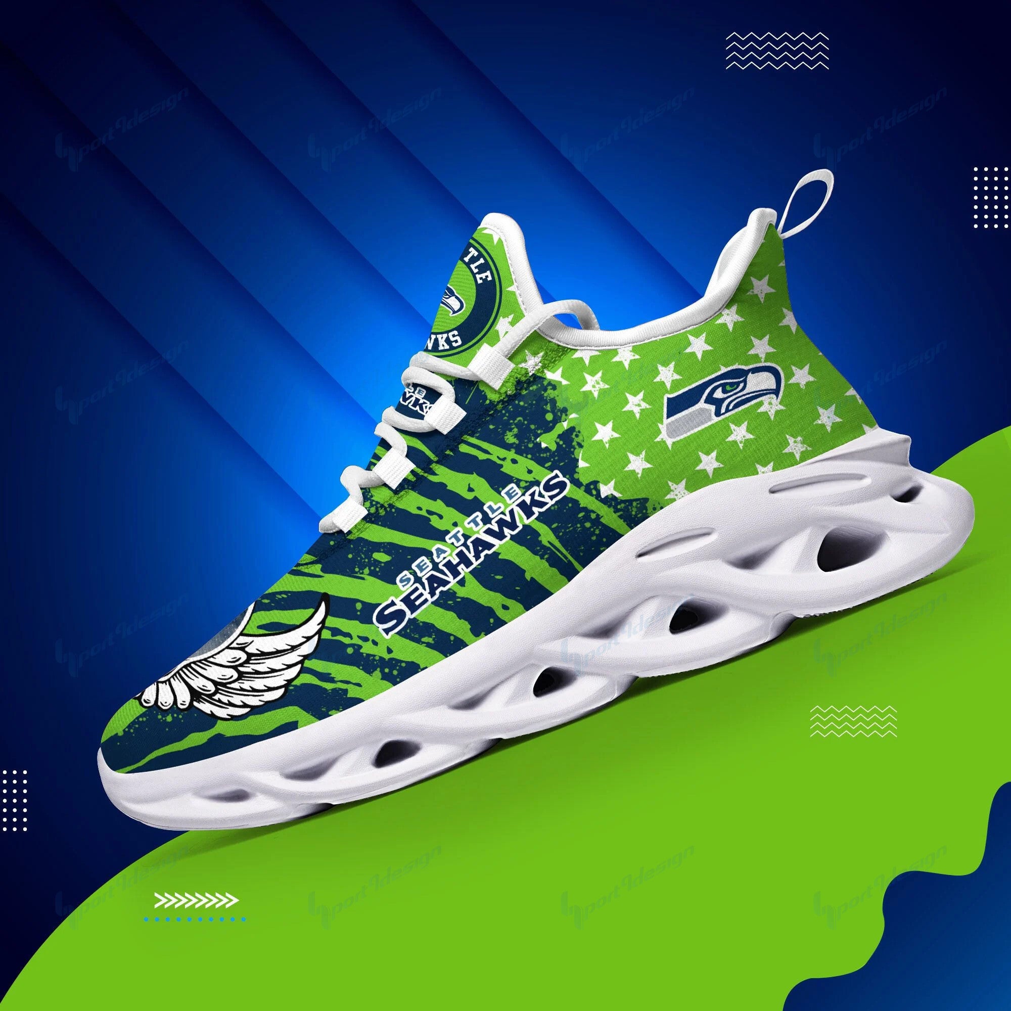Ideafootwear Seattle Seahawks NFL Max Soul Shoes Sneakers For Men And Women