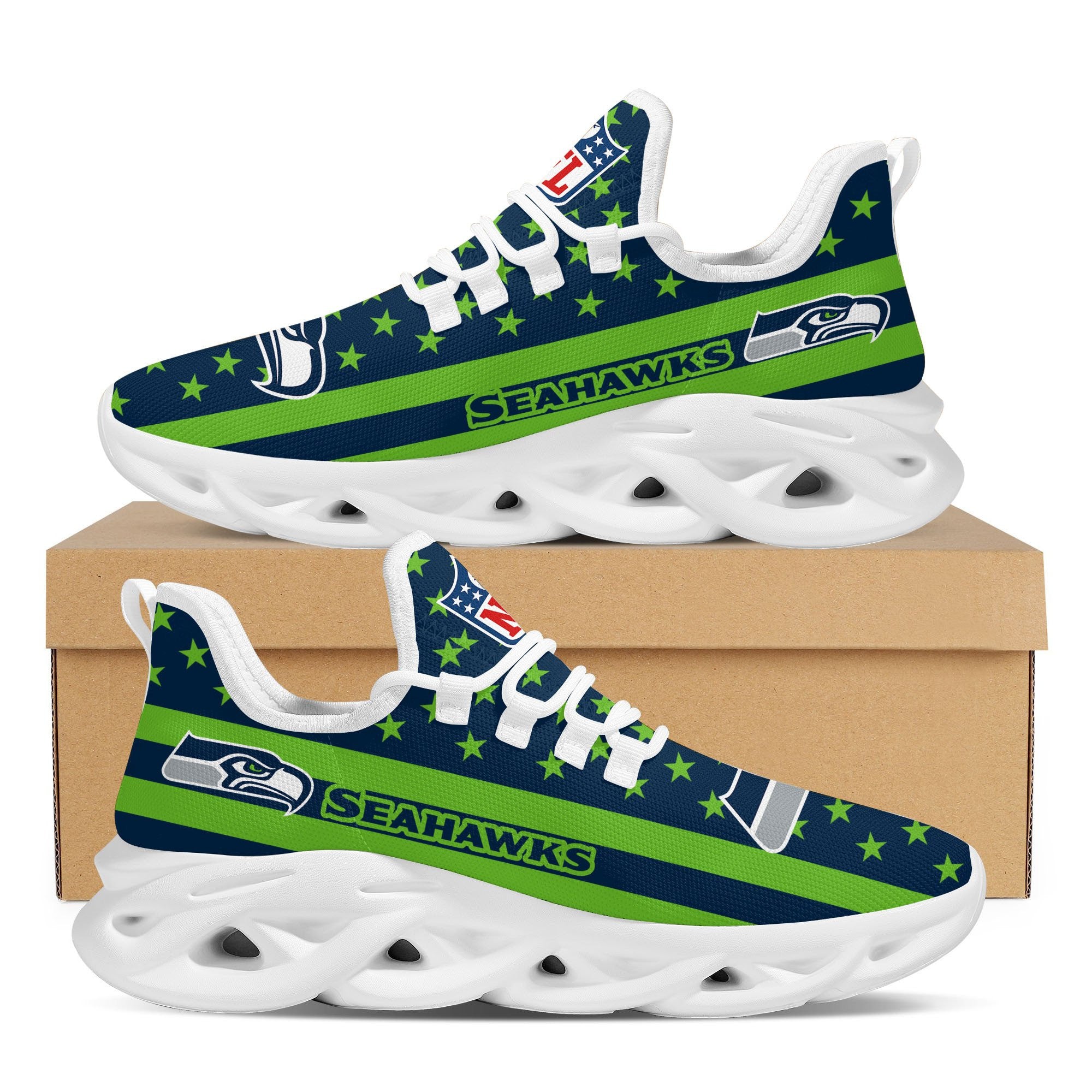 Ideafootwear Seattle Seahawks NFL Max Soul Shoes Sneakers For Men And Women