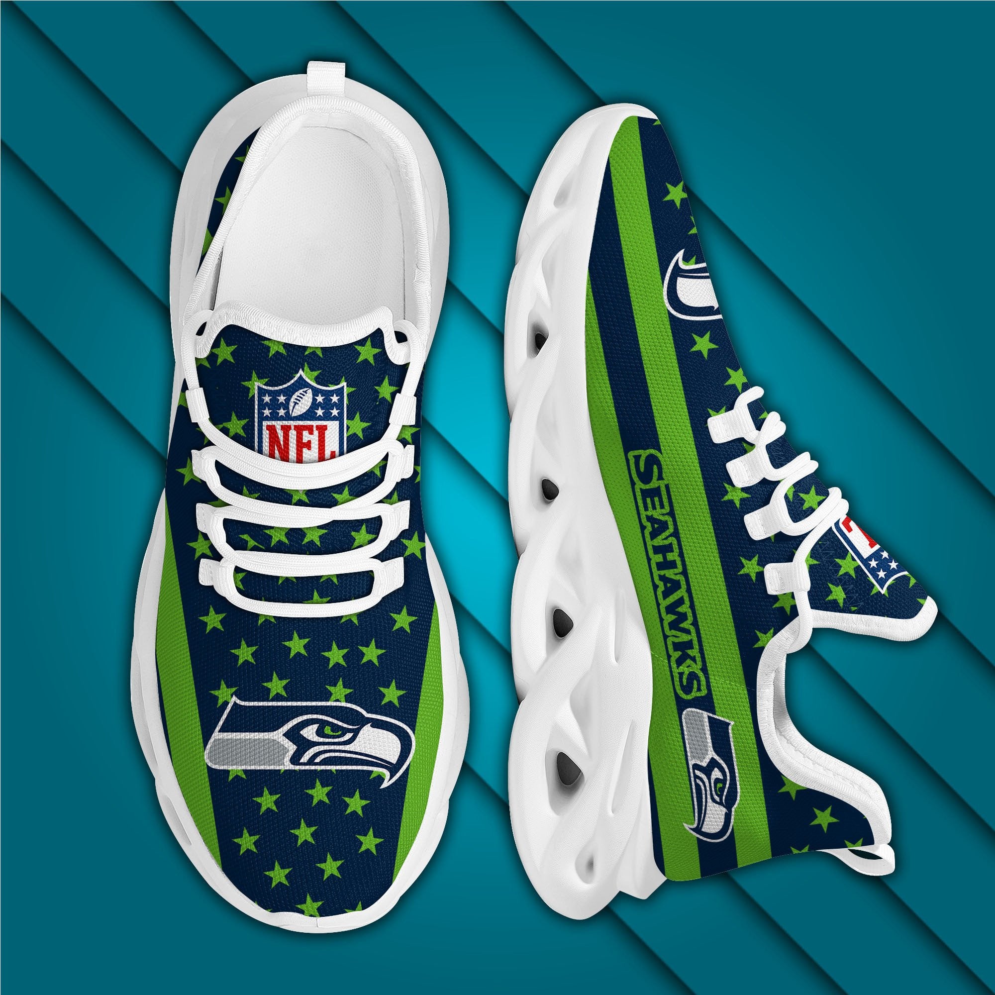 Ideafootwear Seattle Seahawks NFL Max Soul Shoes Sneakers For Men And Women