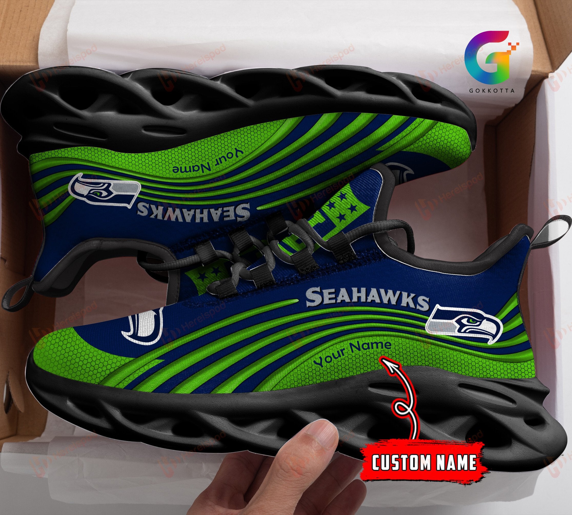 Ideafootwear Seattle Seahawks NFL Max Soul Shoes Sneakers For Men And Women