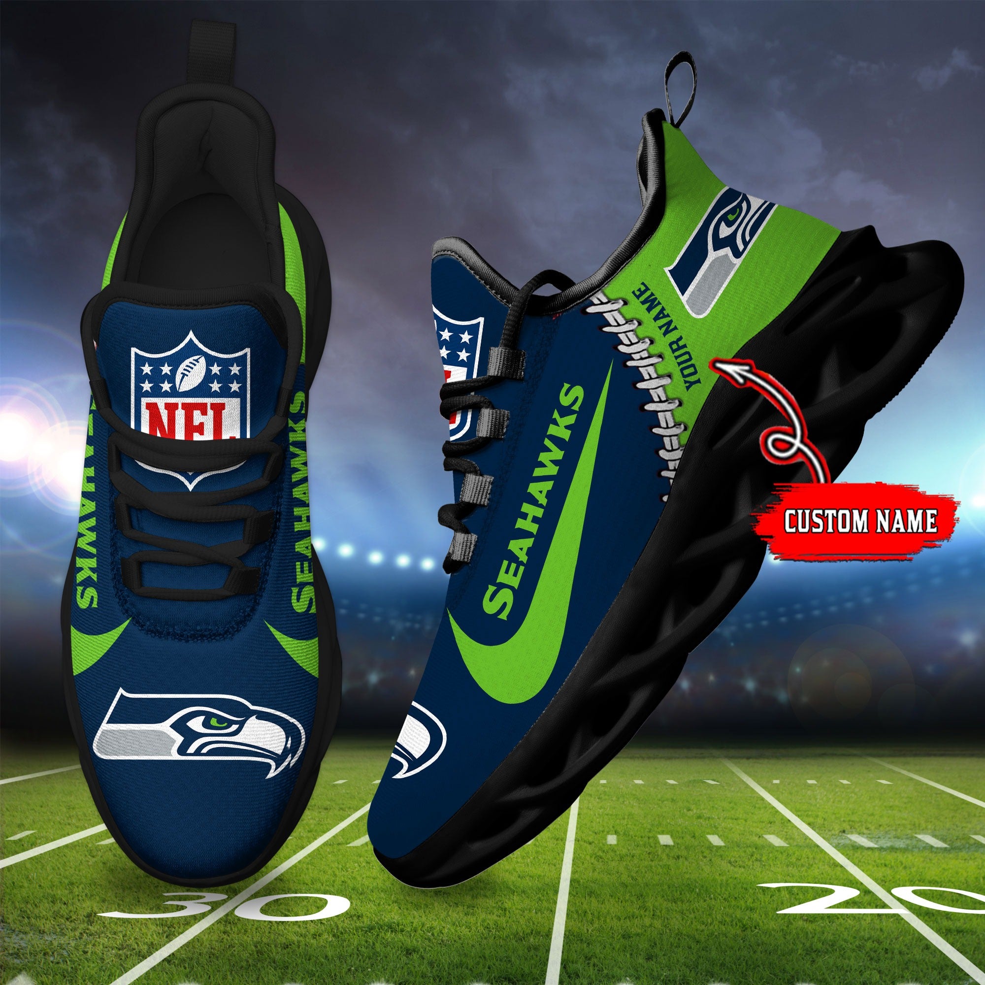 Ideafootwear Seattle Seahawks NFL Max Soul Shoes Sneakers For Men And Women