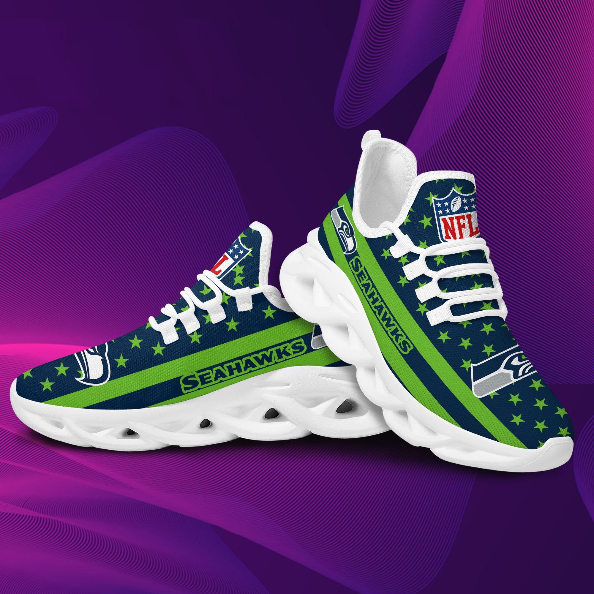 Ideafootwear Seattle Seahawks NFL Max Soul Shoes Sneakers For Men And Women