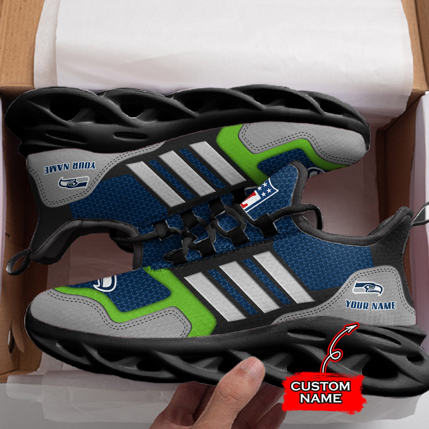 Ideafootwear Seattle Seahawks NFL Max Soul Shoes Sneakers For Men And Women
