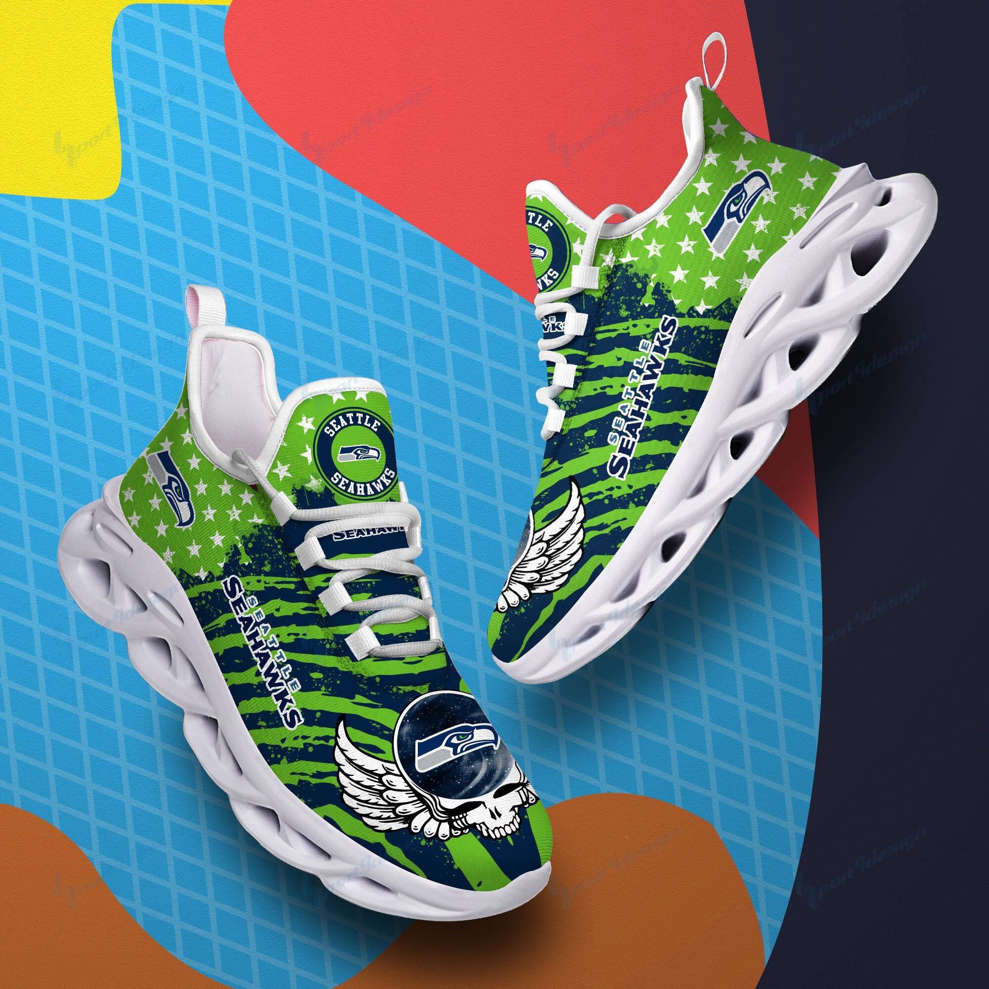 Ideafootwear Seattle Seahawks NFL Max Soul Shoes Sneakers For Men And Women