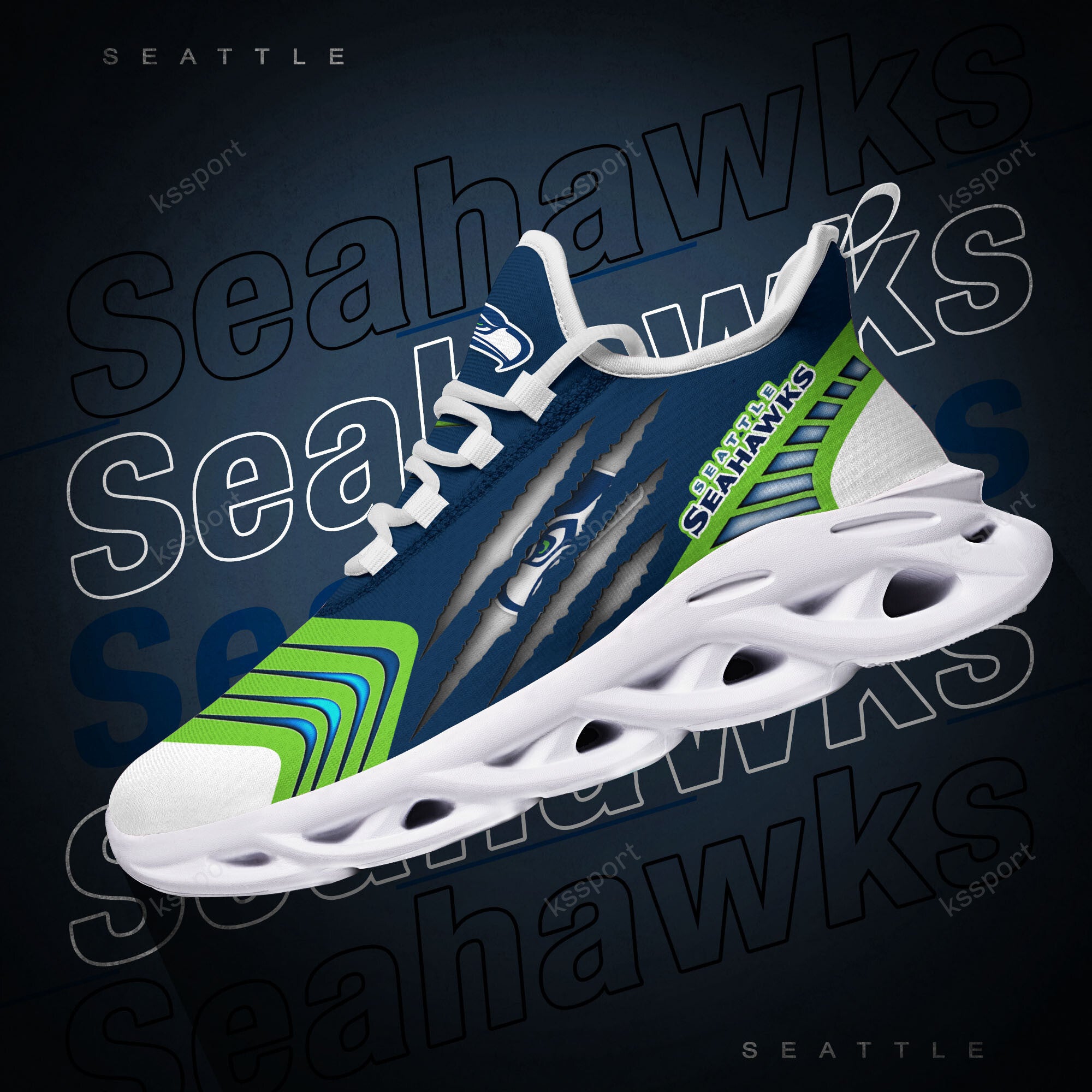 Ideafootwear Seattle Seahawks NFL Max Soul Shoes Sneakers For Men And Women