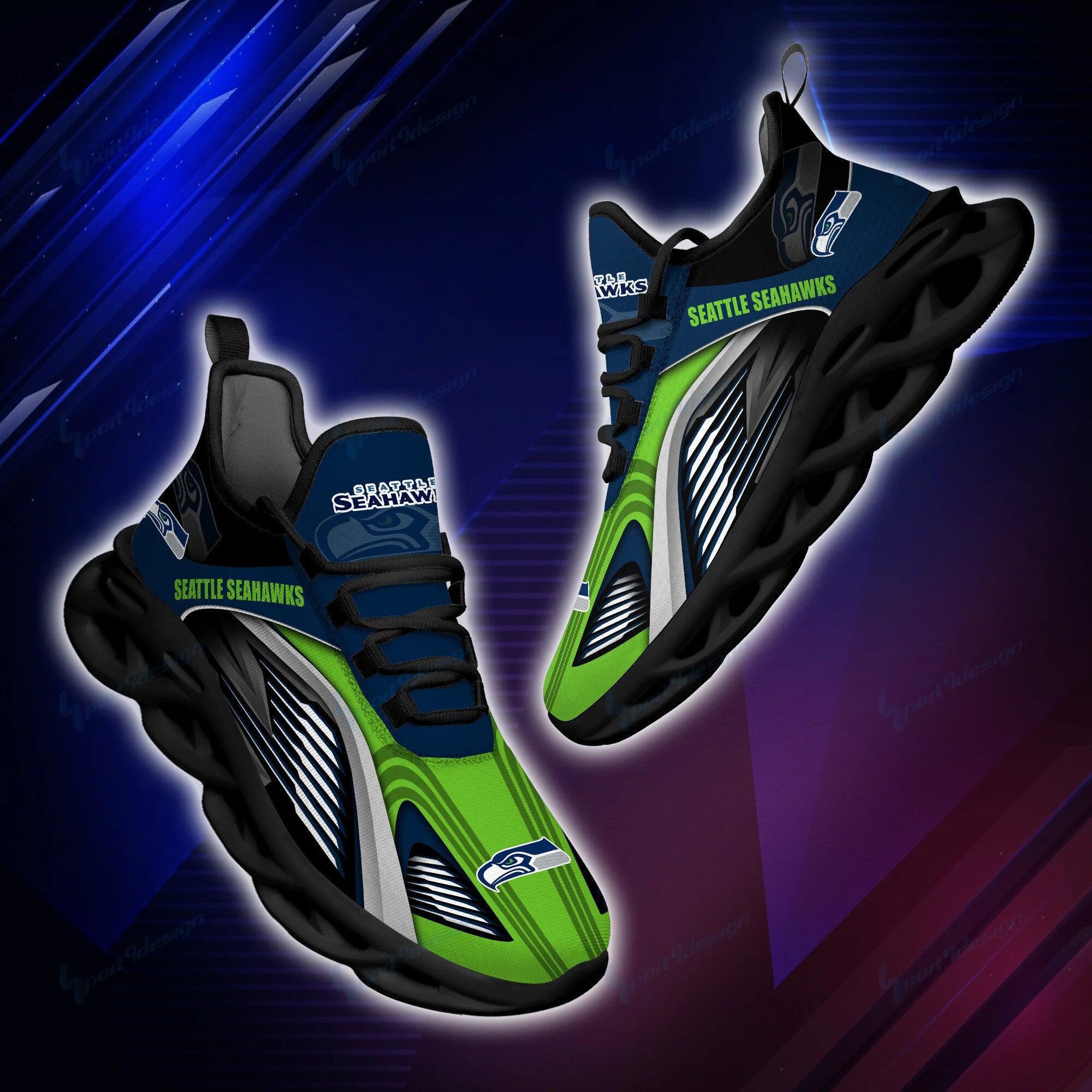 Ideafootwear Seattle Seahawks NFL Max Soul Shoes Sneakers For Men And Women
