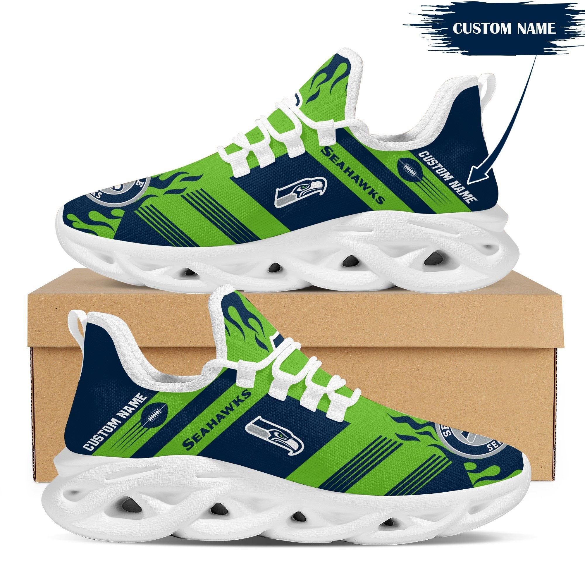 Ideafootwear Seattle Seahawks NFL Max Soul Shoes Sneakers For Men And Women