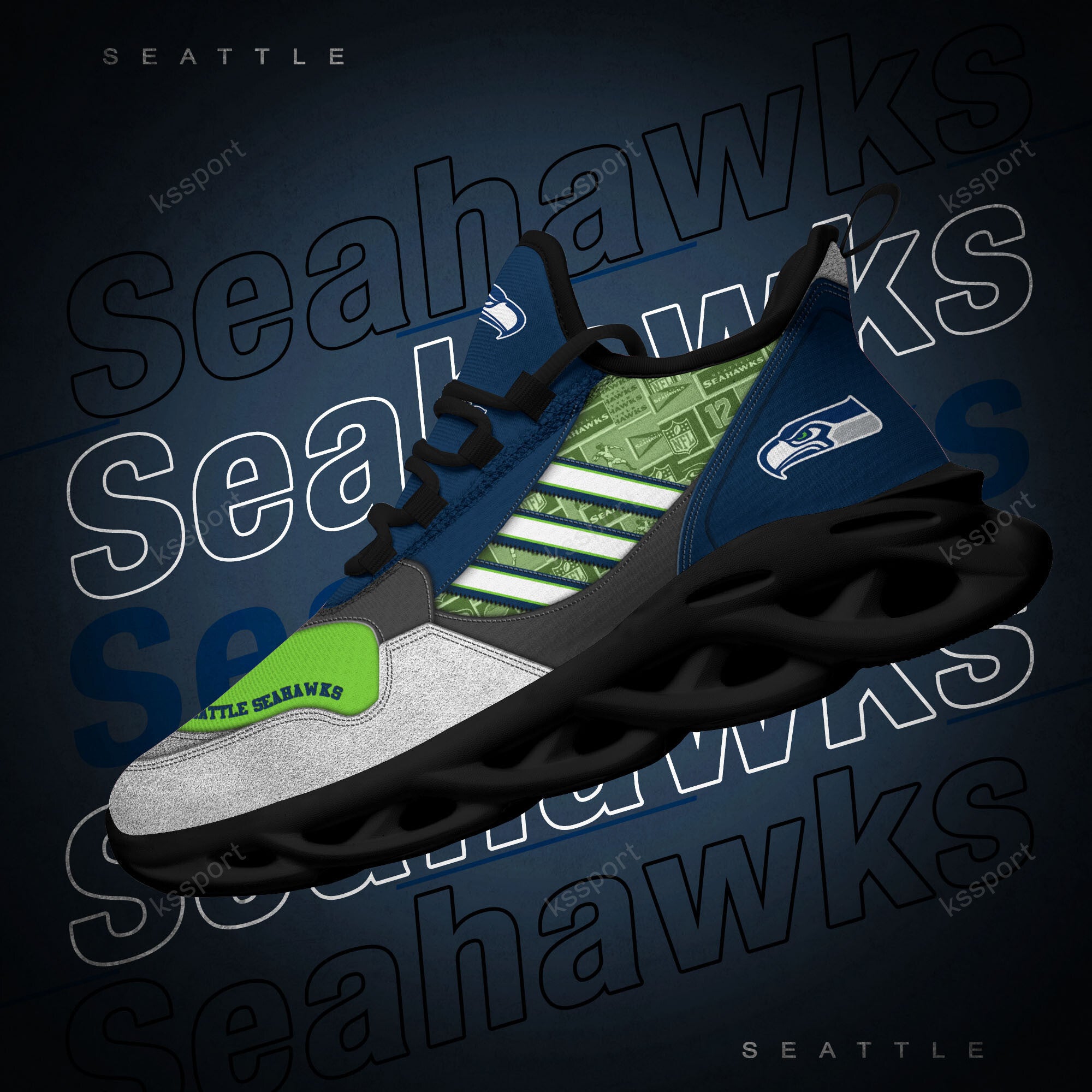 Ideafootwear Seattle Seahawks NFL Max Soul Shoes Sneakers For Men And Women
