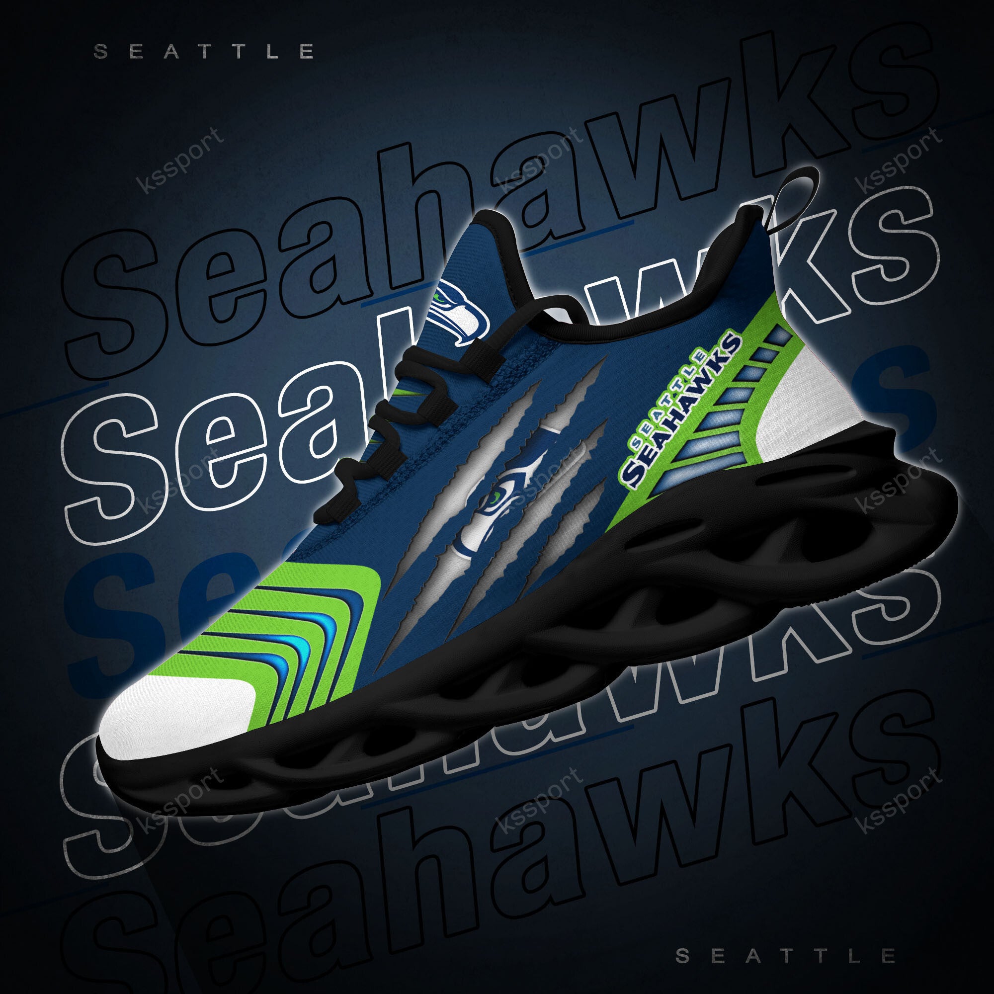 Ideafootwear Seattle Seahawks NFL Max Soul Shoes Sneakers For Men And Women