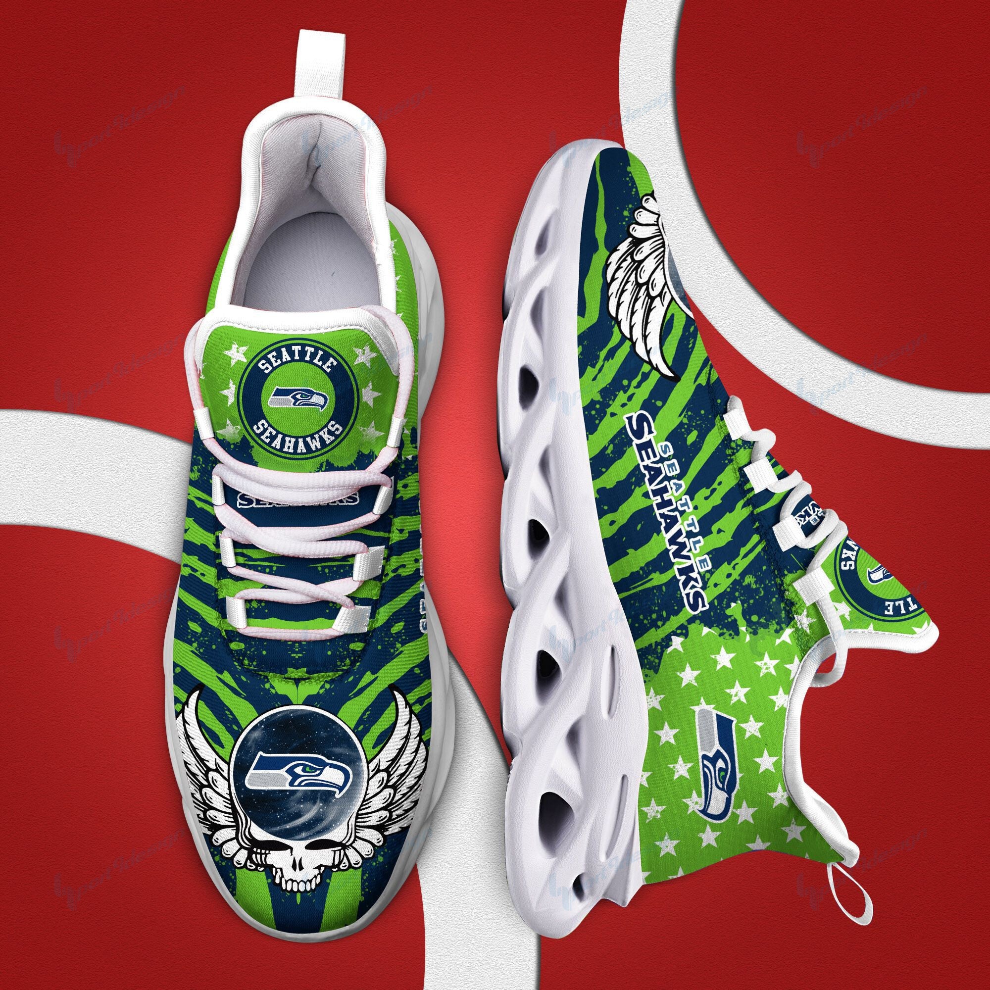 Ideafootwear Seattle Seahawks NFL Max Soul Shoes Sneakers For Men And Women