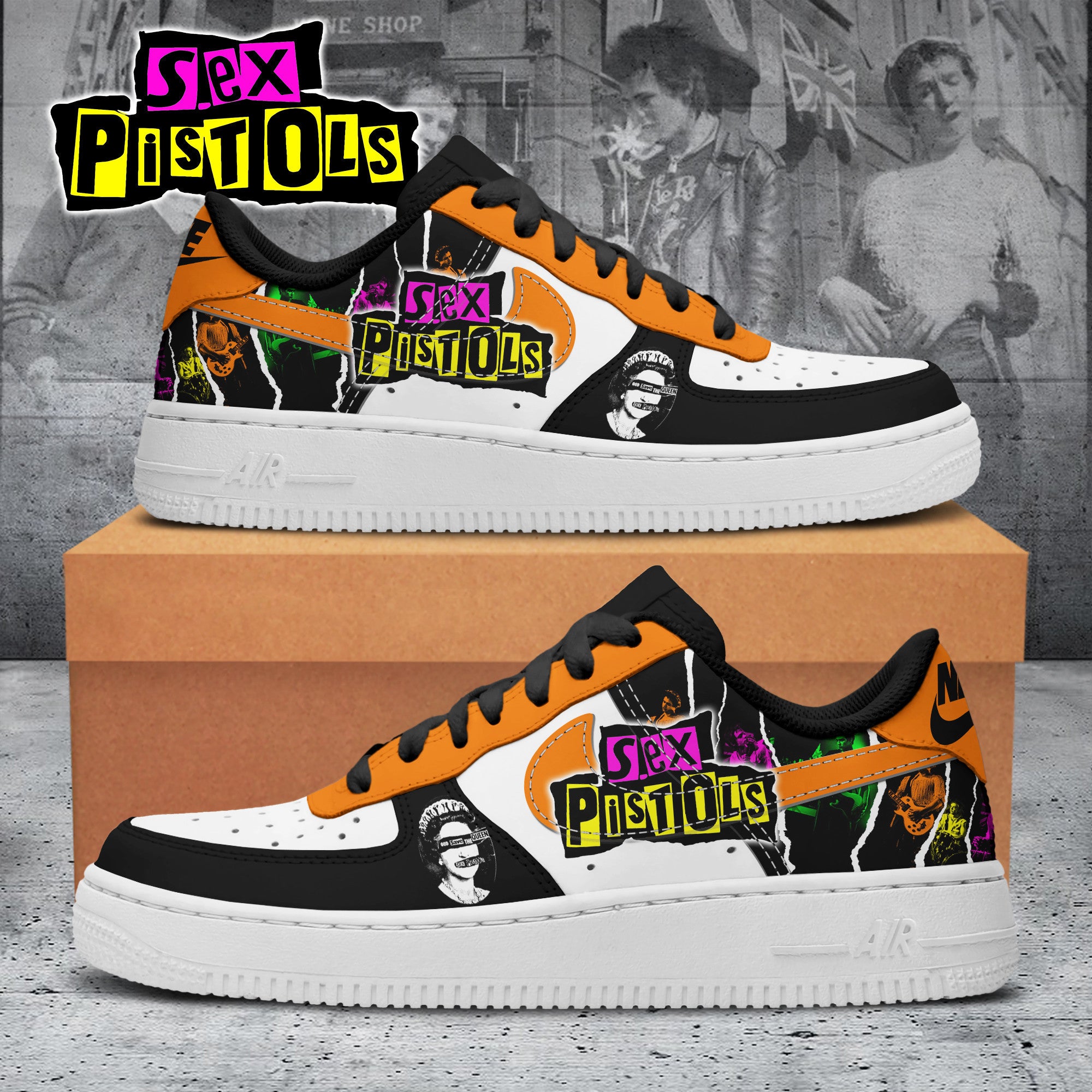 Ideafootwear Sex Pistols Air Low-Top Sneakers Shoes For Men And Women