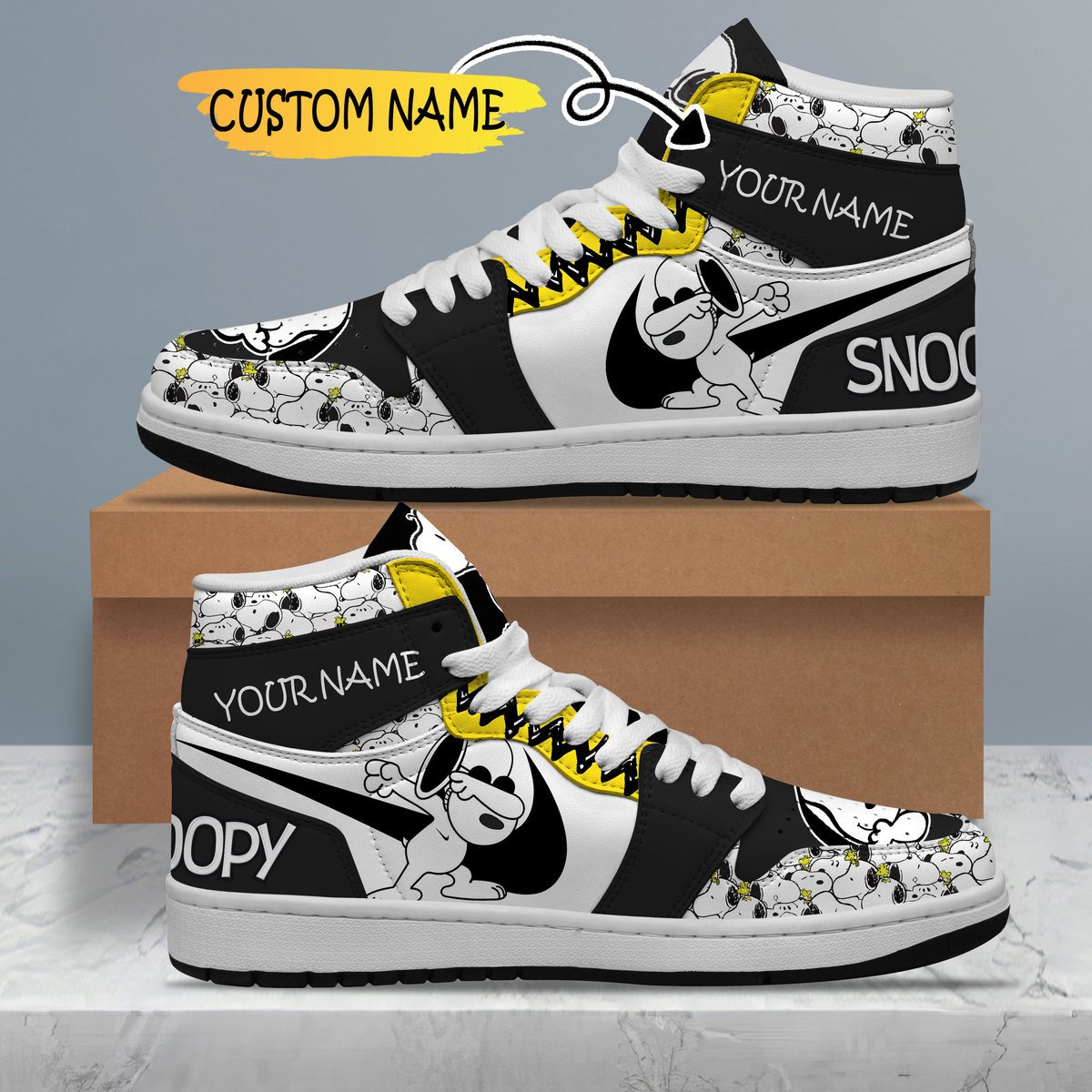 Ideafootwear Snoopy AJ1 High Sneakers Shoes For Men And Women