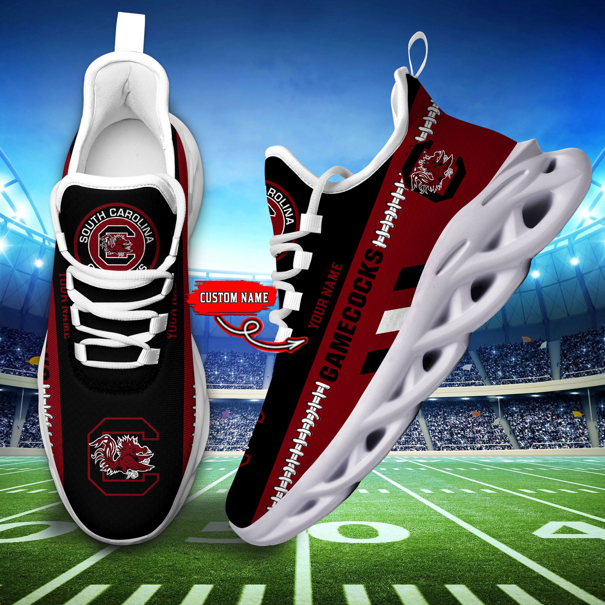 Ideafootwear South Carolina Gamecocks Max Soul Shoes Sneakers For Men And Women