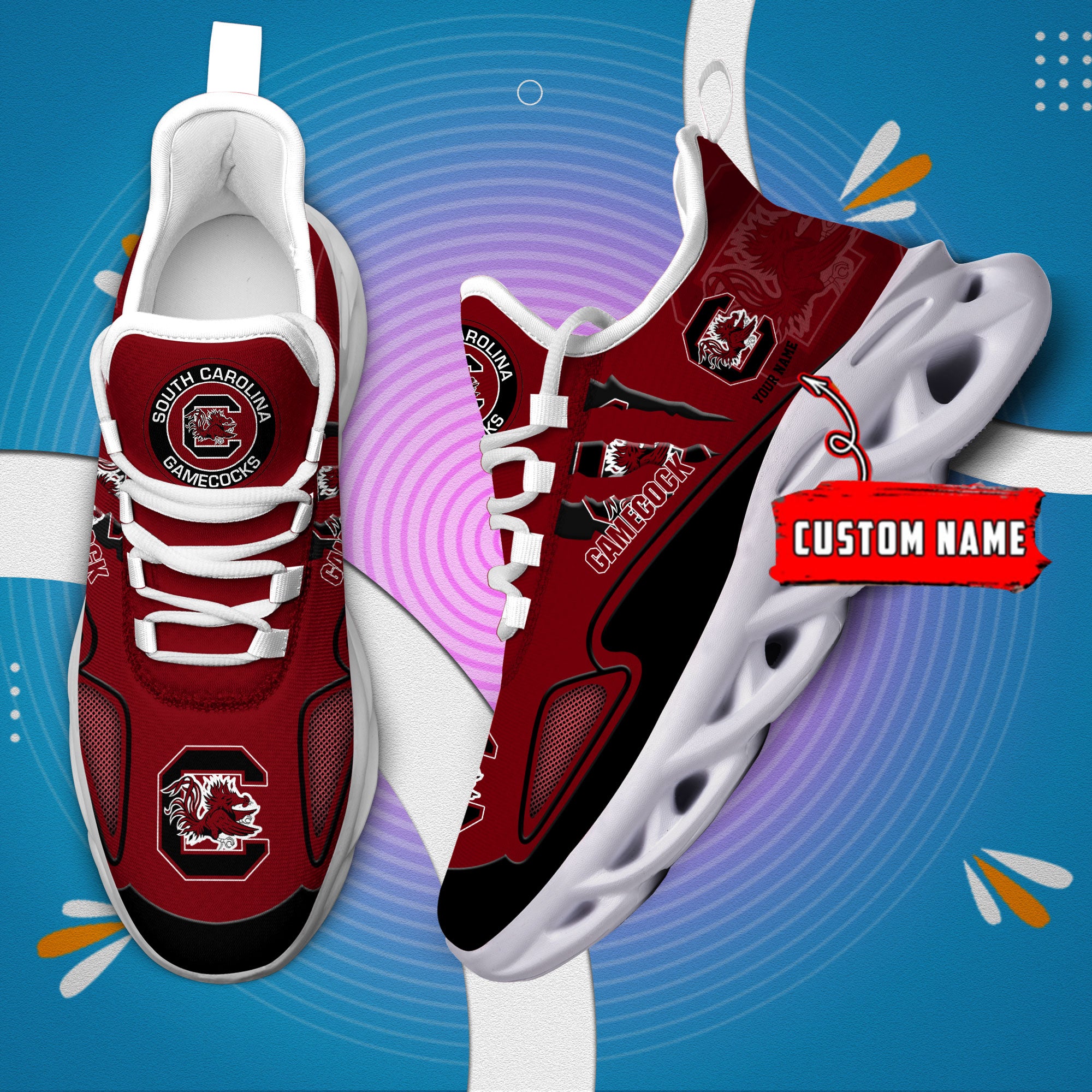 Ideafootwear South Carolina Gamecocks Max Soul Shoes Sneakers For Men And Women