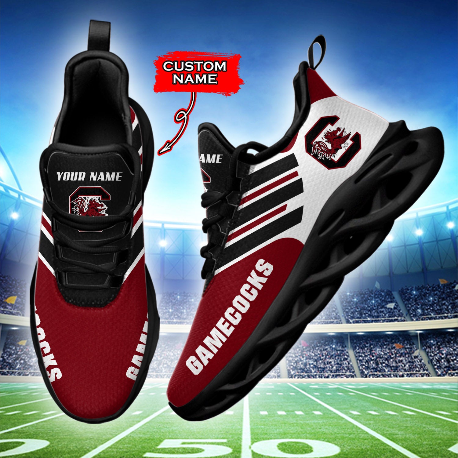 Ideafootwear South Carolina Gamecocks NCAA Max Soul Shoes Sneakers For Men And Women