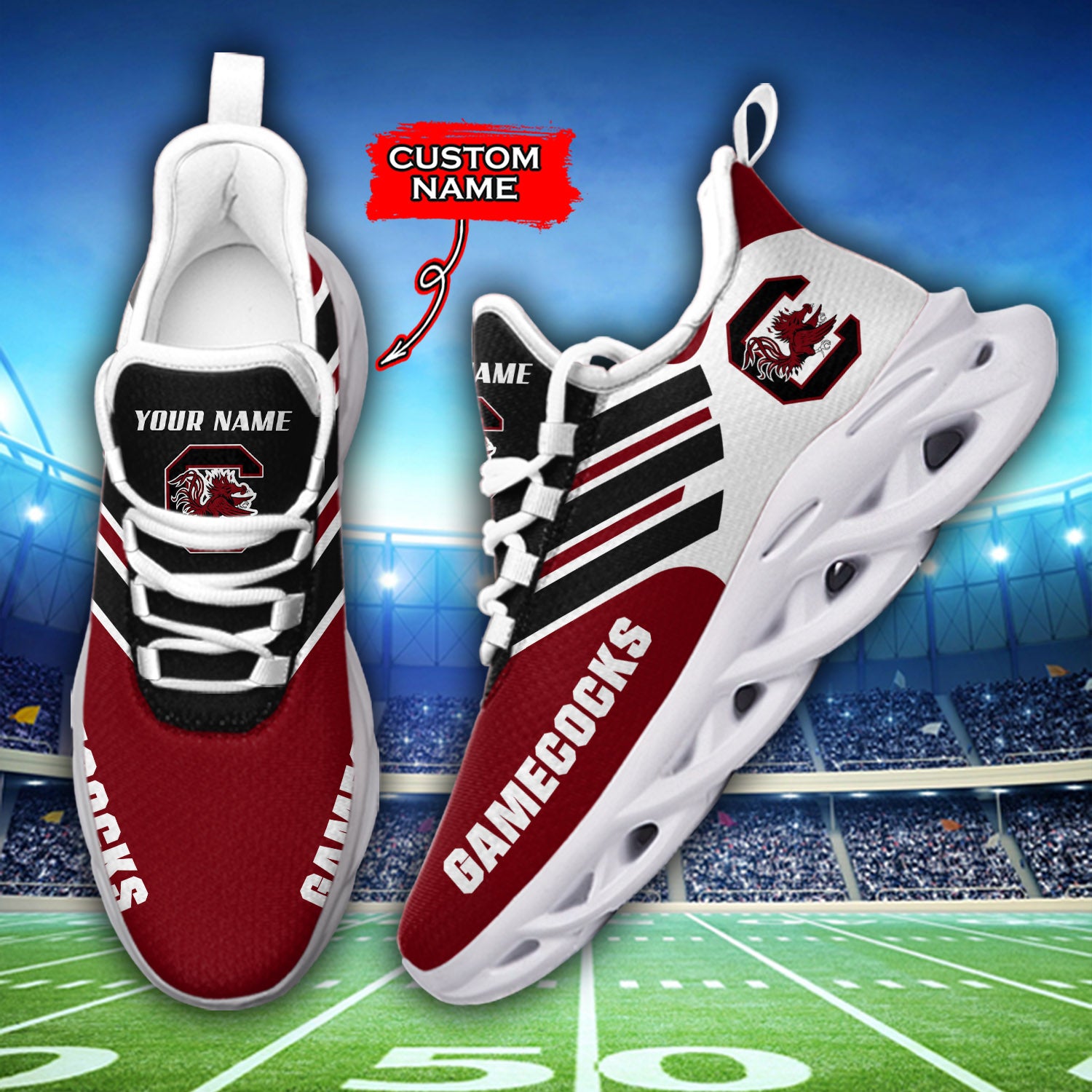 Ideafootwear South Carolina Gamecocks NCAA Max Soul Shoes Sneakers For Men And Women