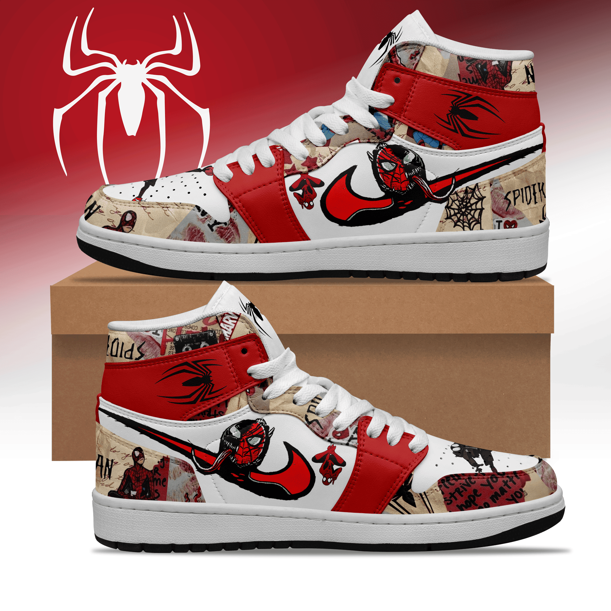 Ideafootwear Spider Man AJ1 High Sneakers Shoes For Men And Women