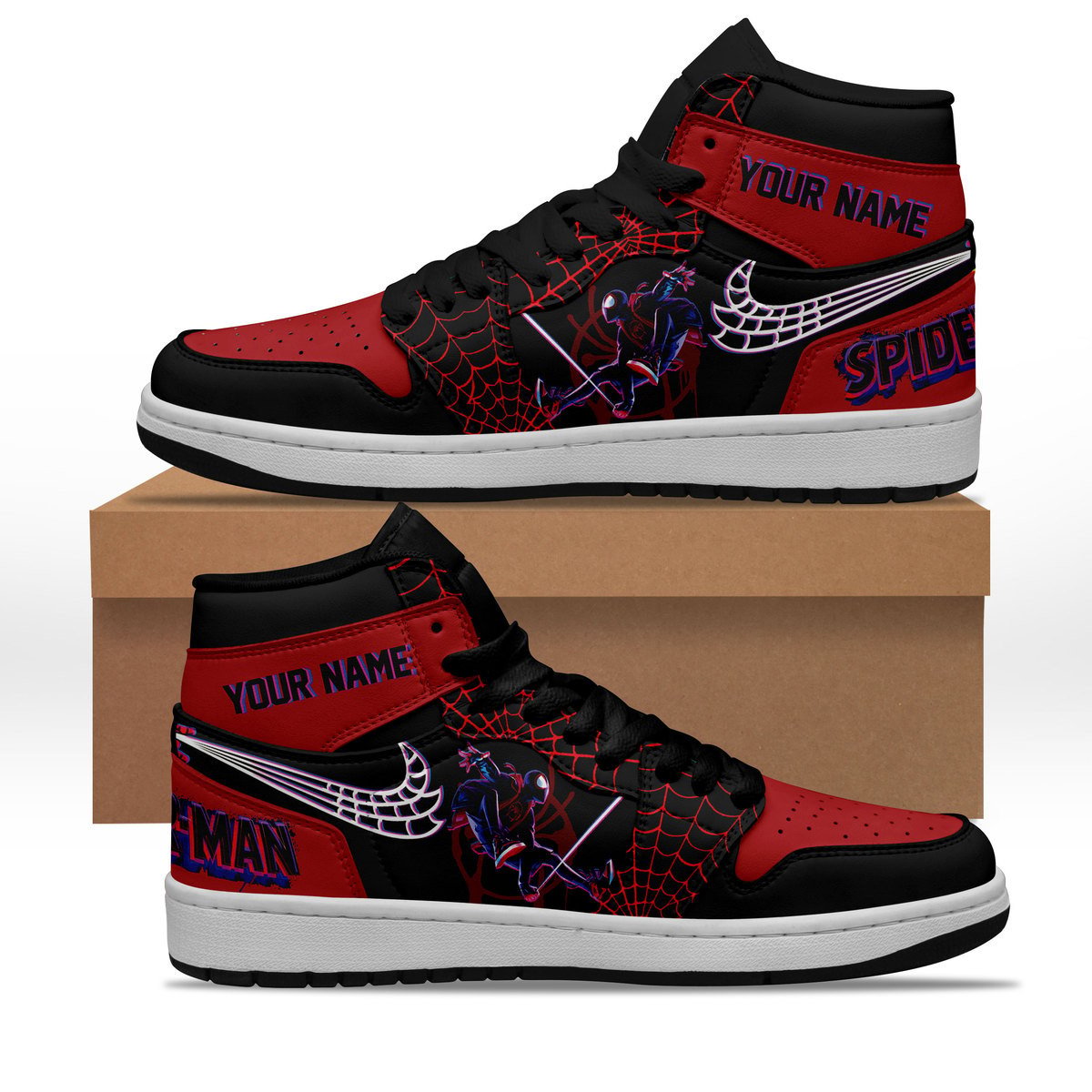 Ideafootwear Spider Man AJ1 High Sneakers Shoes For Men And Women
