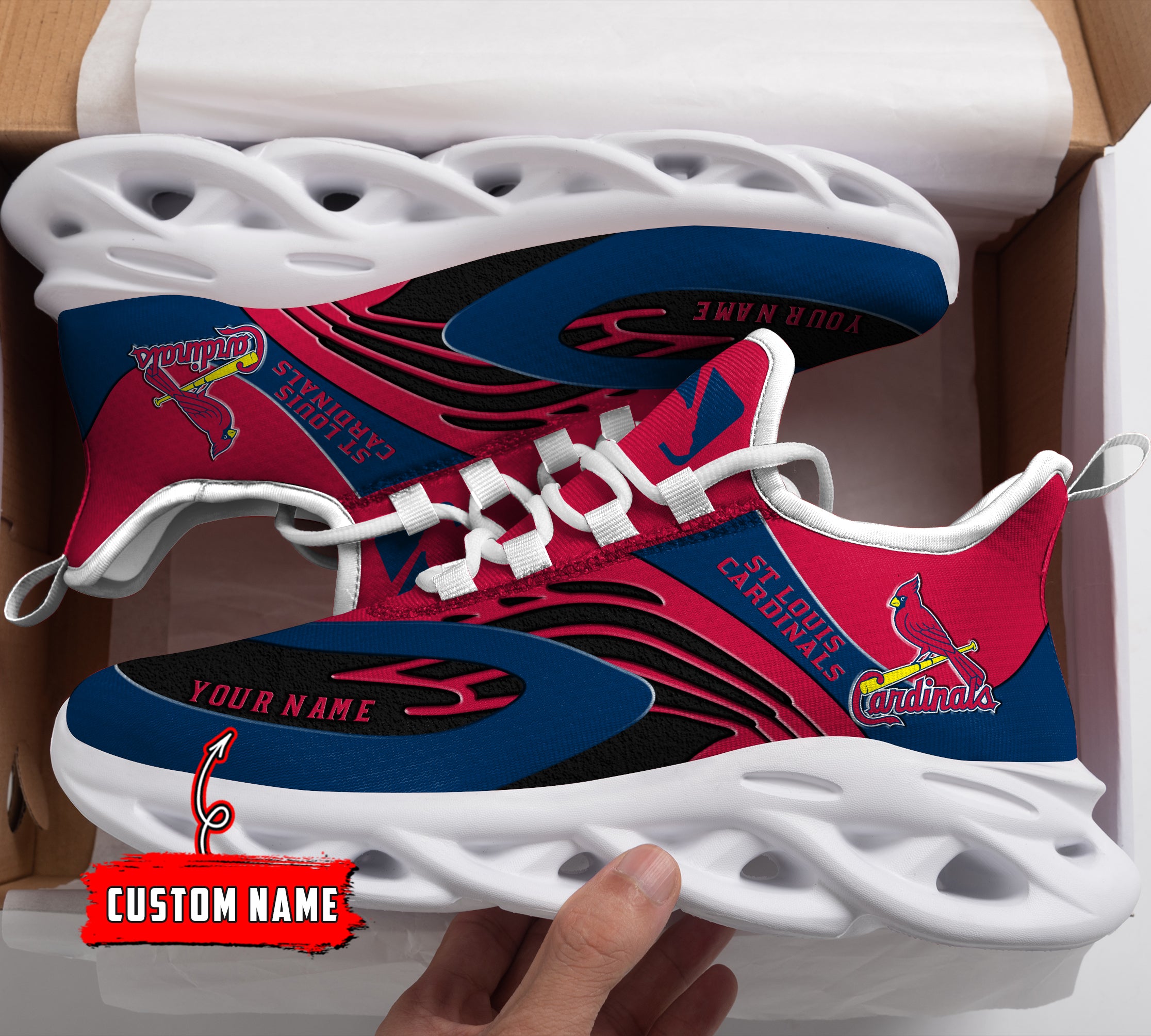 Ideafootwear St Louis Cardinals MLB Max Soul Shoes Sneakers For Men And Women
