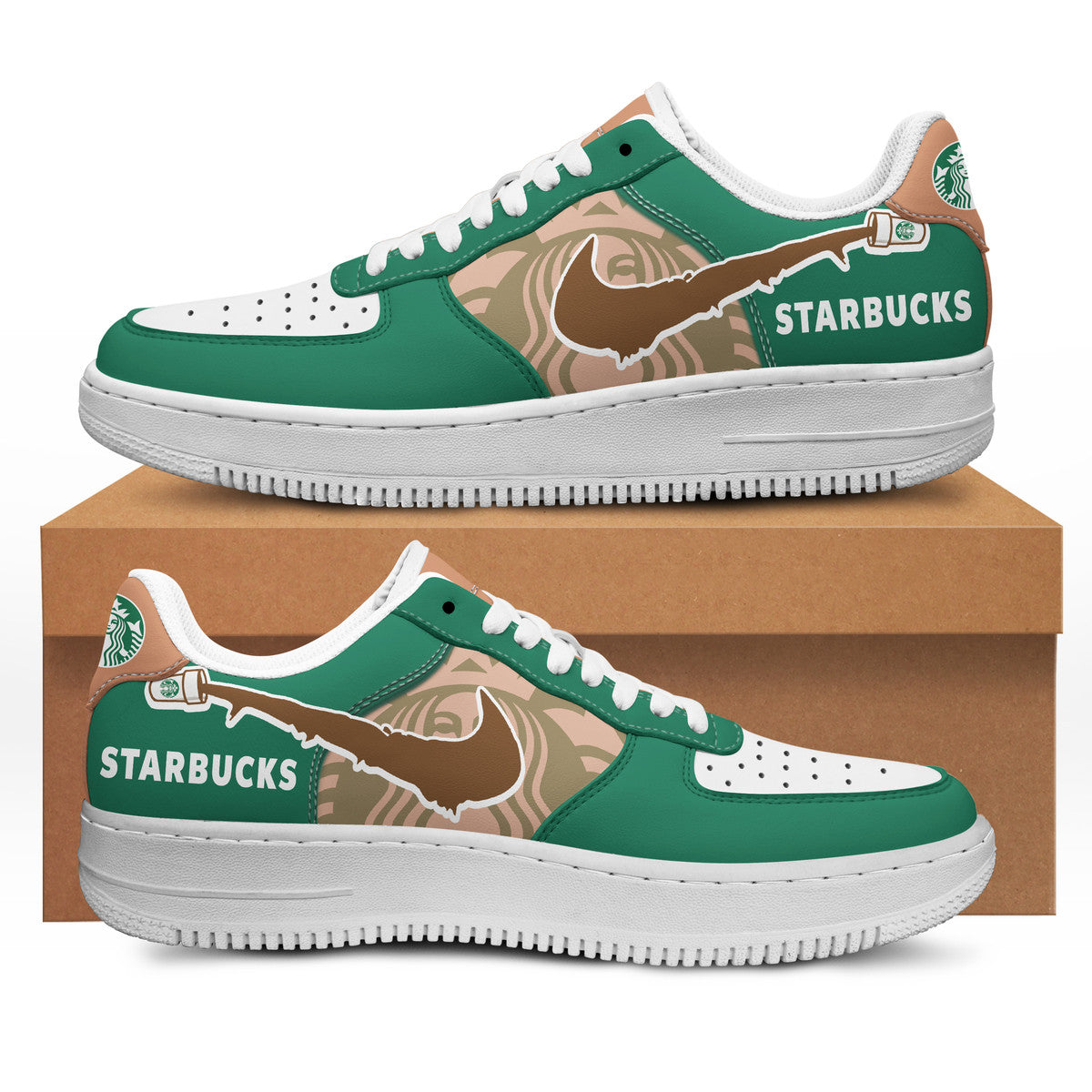 Ideafootwear Starbuck Coffee Air Low-Top Sneakers Shoes For Men And Women