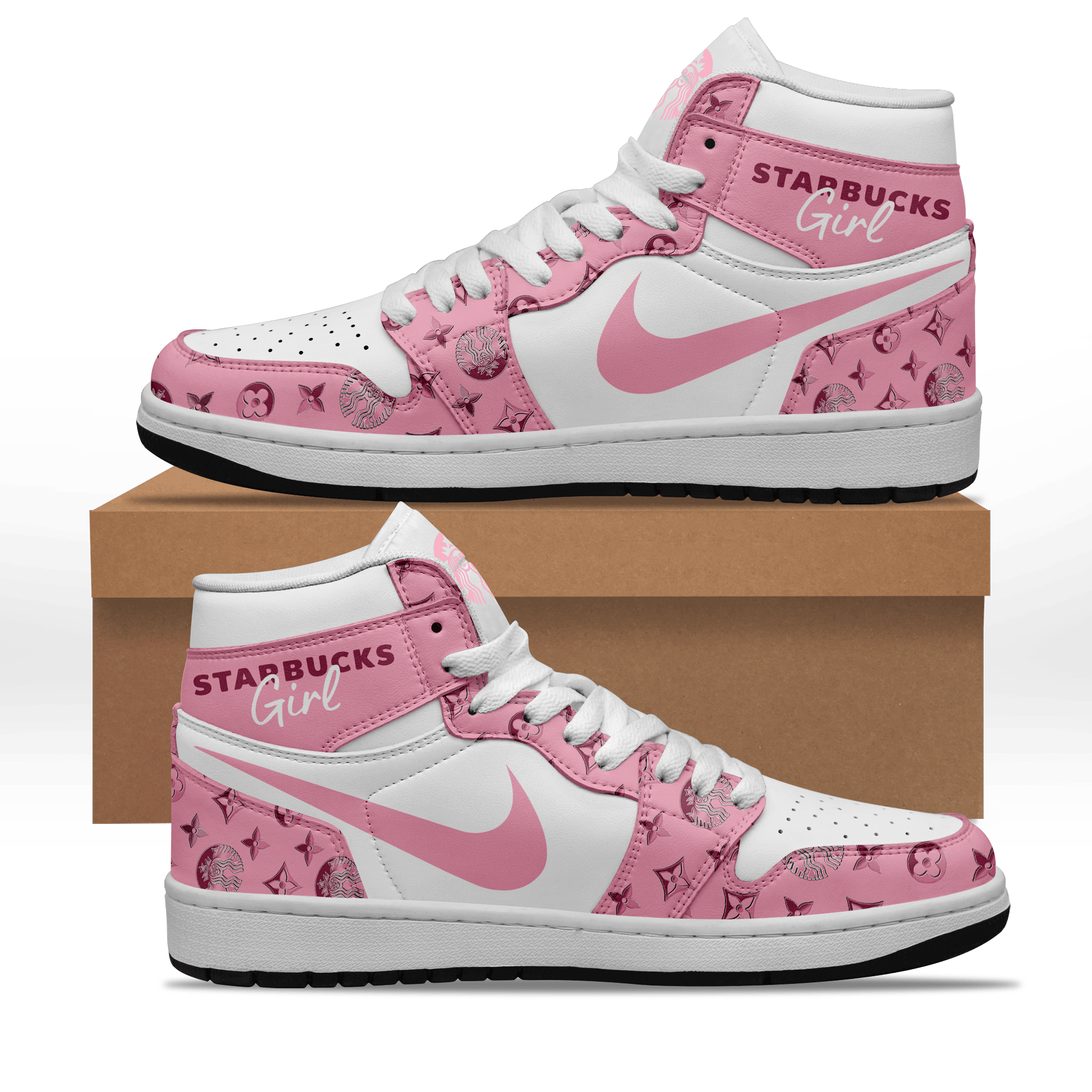 Ideafootwear Starbucks AJ1 High Sneakers Shoes For Men And Women