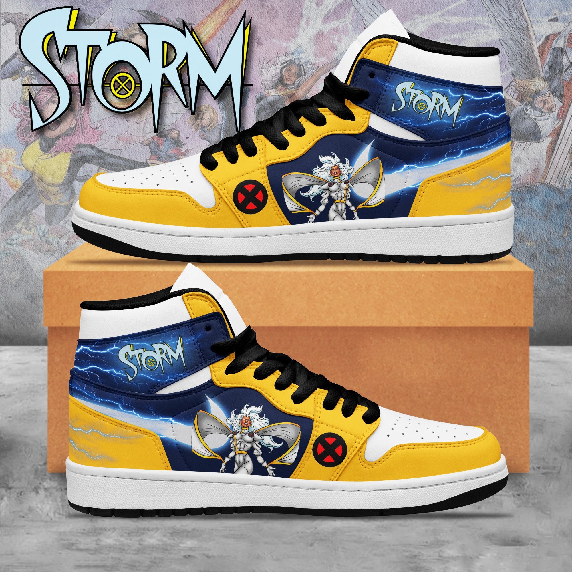 Ideafootwear Storm X-Men AJ1 High Sneakers Shoes For Men And Women