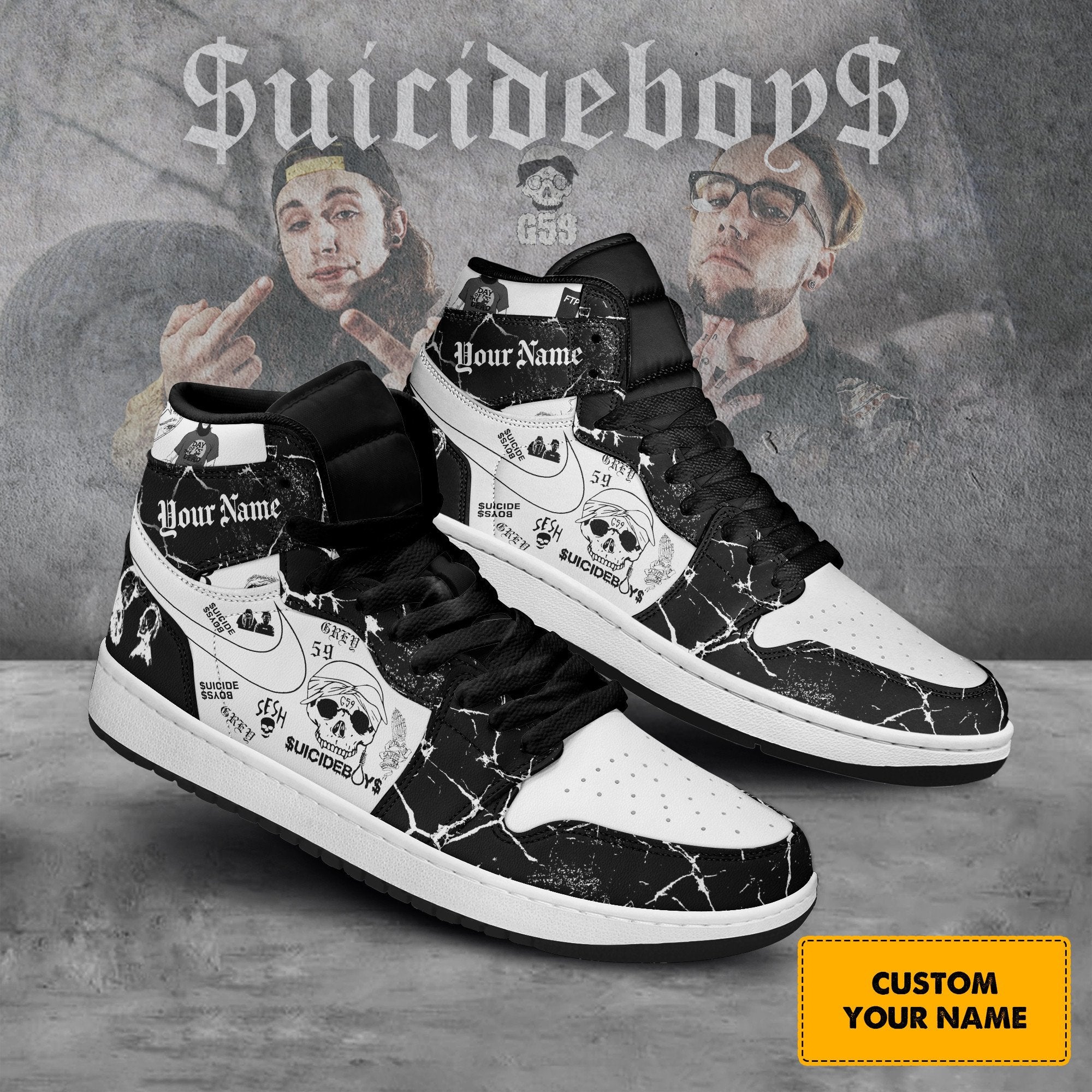 Ideafootwear Suicideboys AJ1 High Sneakers Shoes For Men And Women
