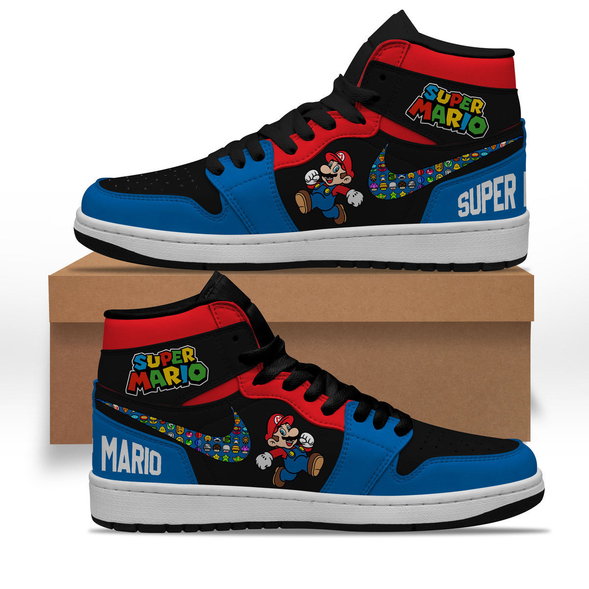 Ideafootwear Super Mario AJ1 High Sneakers Shoes For Men And Women