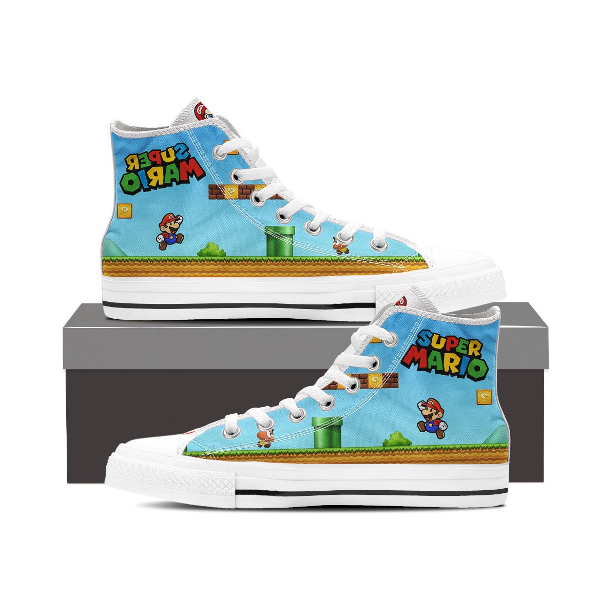 Ideafootwear Super Mario High Top Canvas Sneakers Shoes For Men And Women