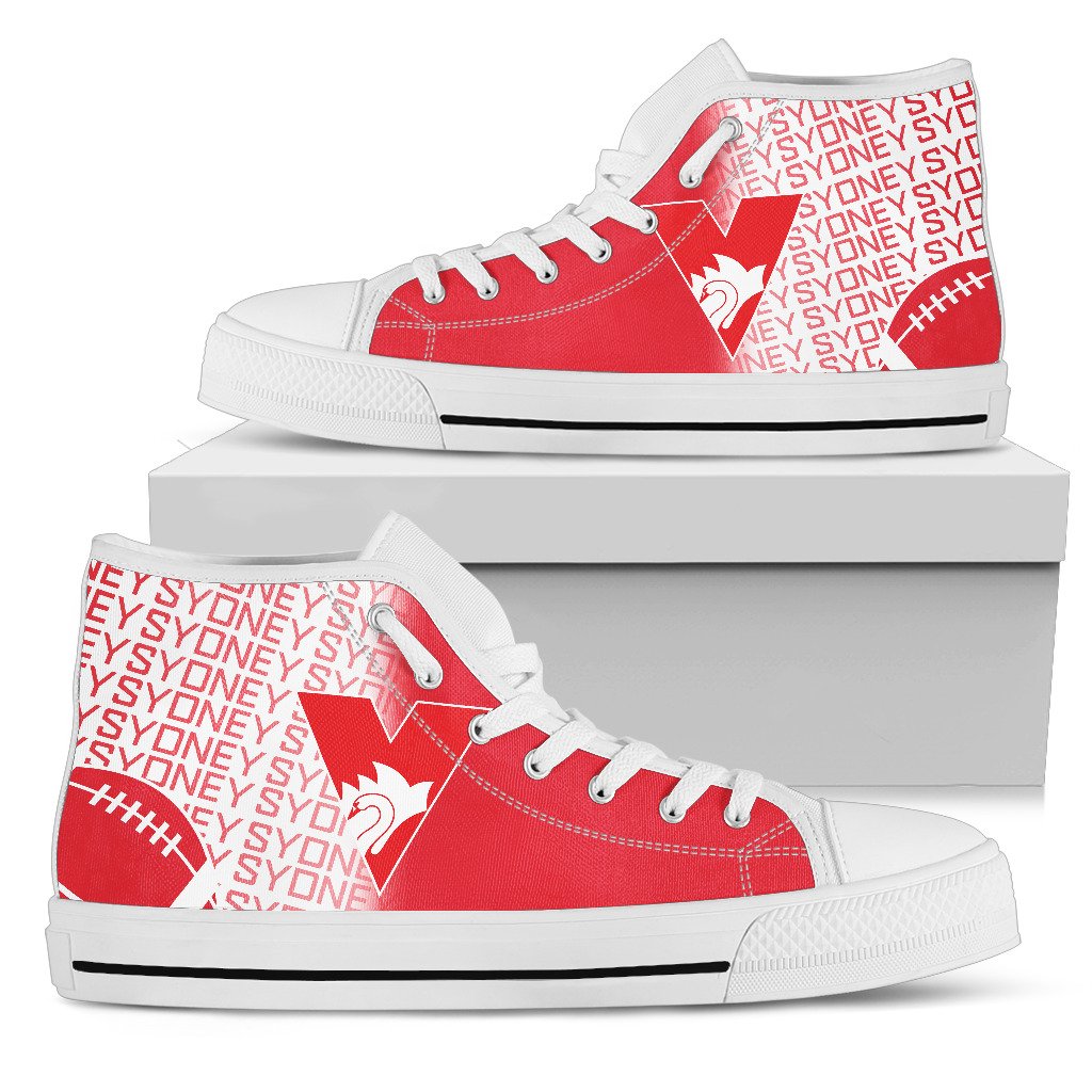 Ideafootwear Sydney Swans High Top Canvas Sneakers Shoes For Men And Women