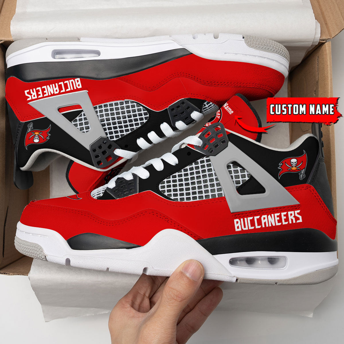 Ideafootwear Tampa Bay Buccaneers AJ4 Sneakers Shoes For Men And Women