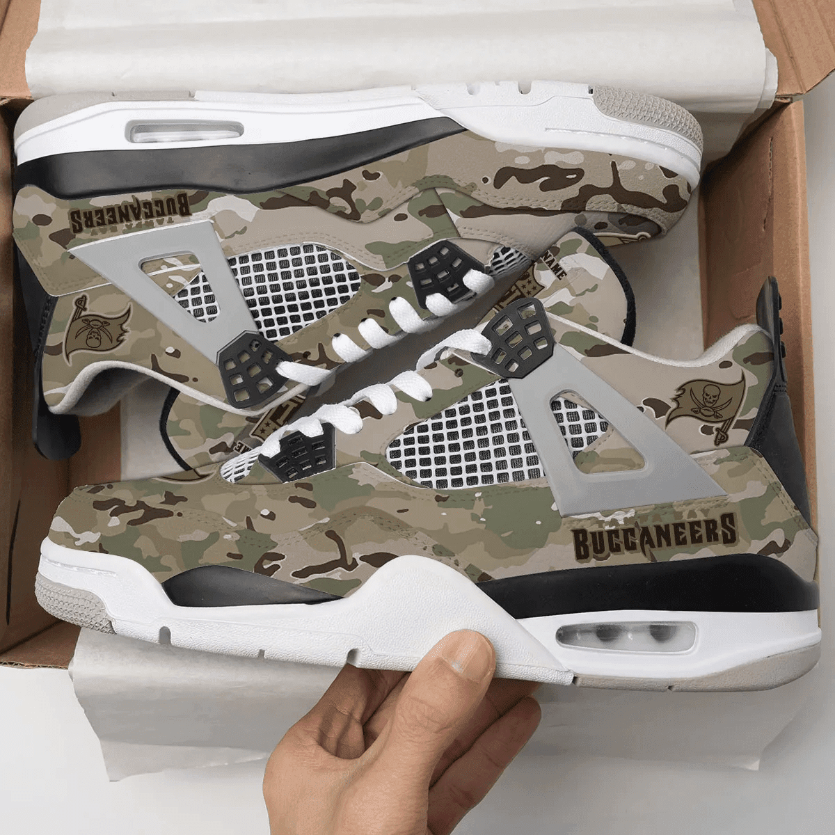 Ideafootwear Tampa Bay Buccaneers AJ4 Sneakers Shoes For Men And Women