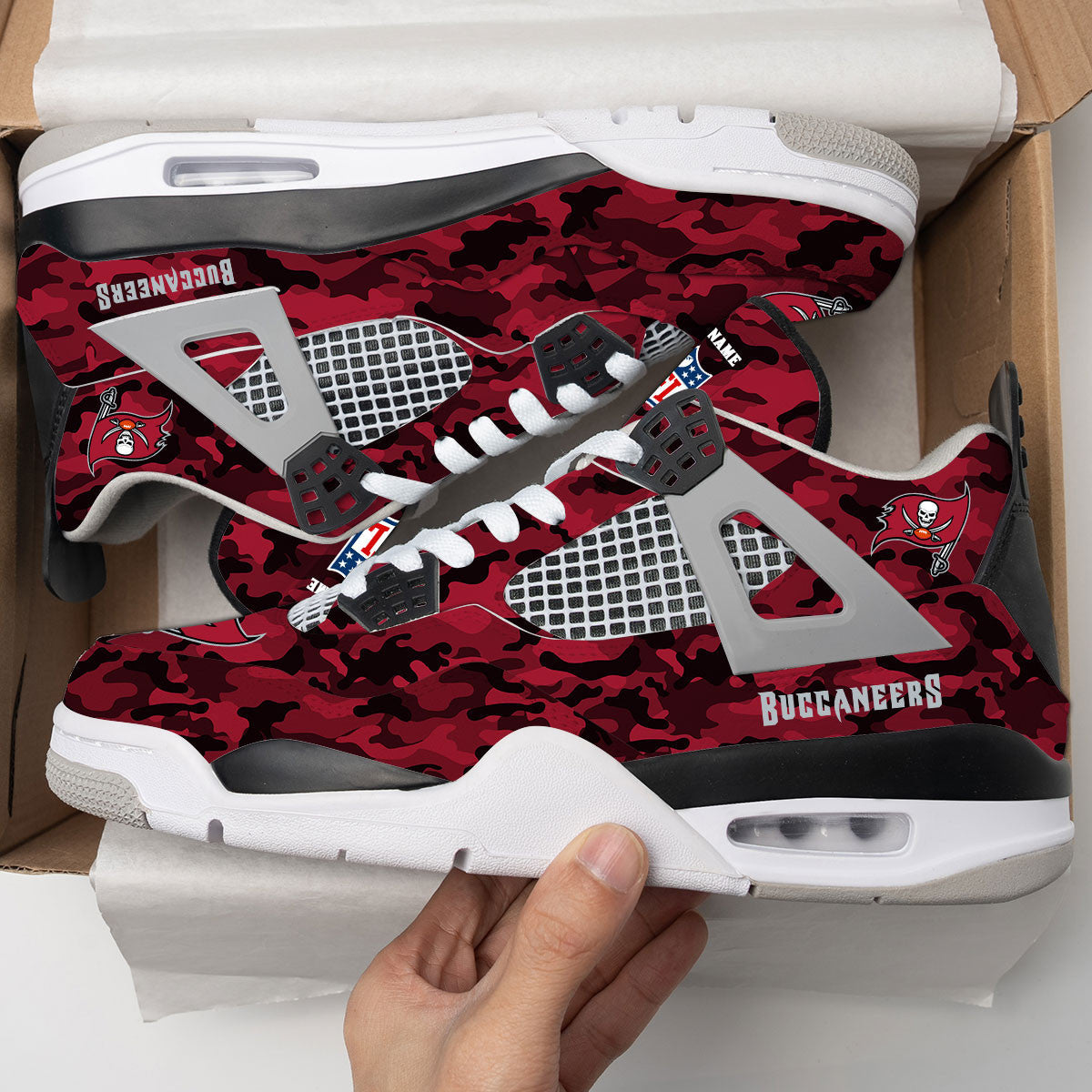 Ideafootwear Tampa Bay Buccaneers AJ4 Sneakers Shoes For Men And Women