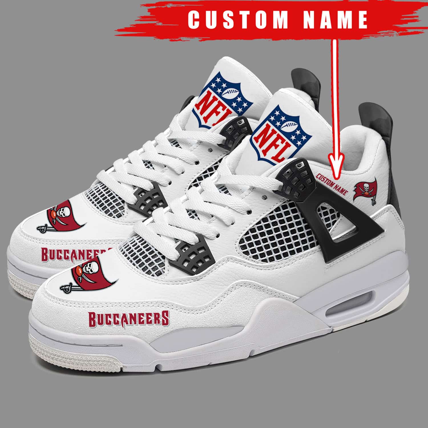 Ideafootwear Tampa Bay Buccaneers AJ4 Sneakers Shoes For Men And Women