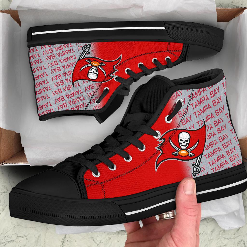 Ideafootwear Tampa Bay Buccaneers High Top Canvas Sneakers Shoes For Men And Women