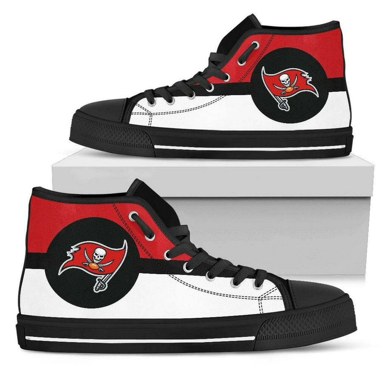 Ideafootwear Tampa Bay Buccaneers High Top Canvas Sneakers Shoes For Men And Women