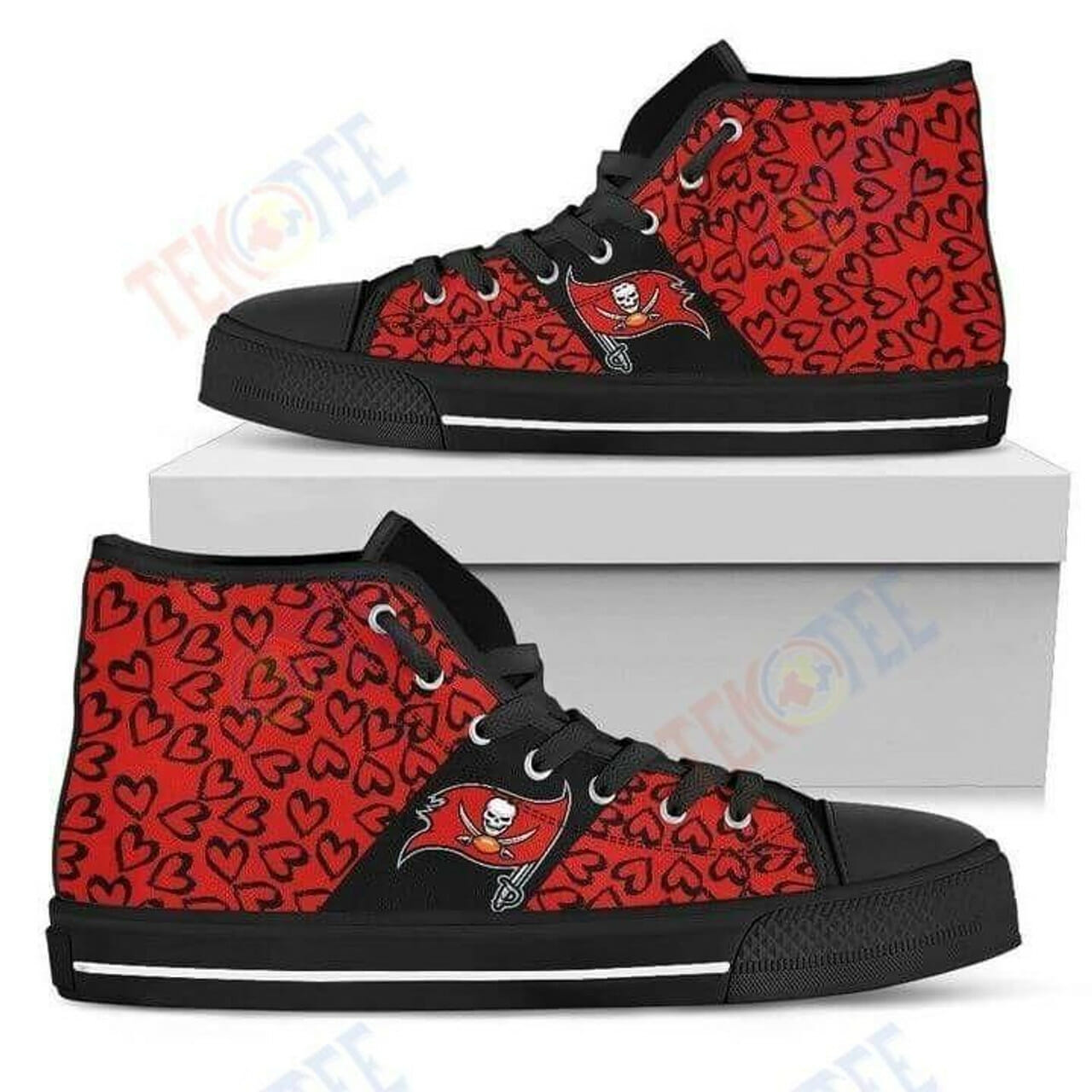 Ideafootwear Tampa Bay Buccaneers High Top Canvas Sneakers Shoes For Men And Women