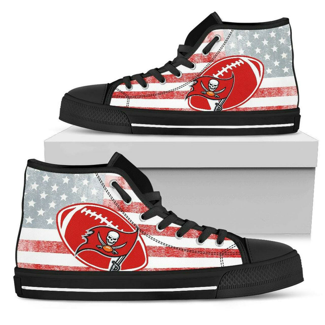 Ideafootwear Tampa Bay Buccaneers High Top Canvas Sneakers Shoes For Men And Women